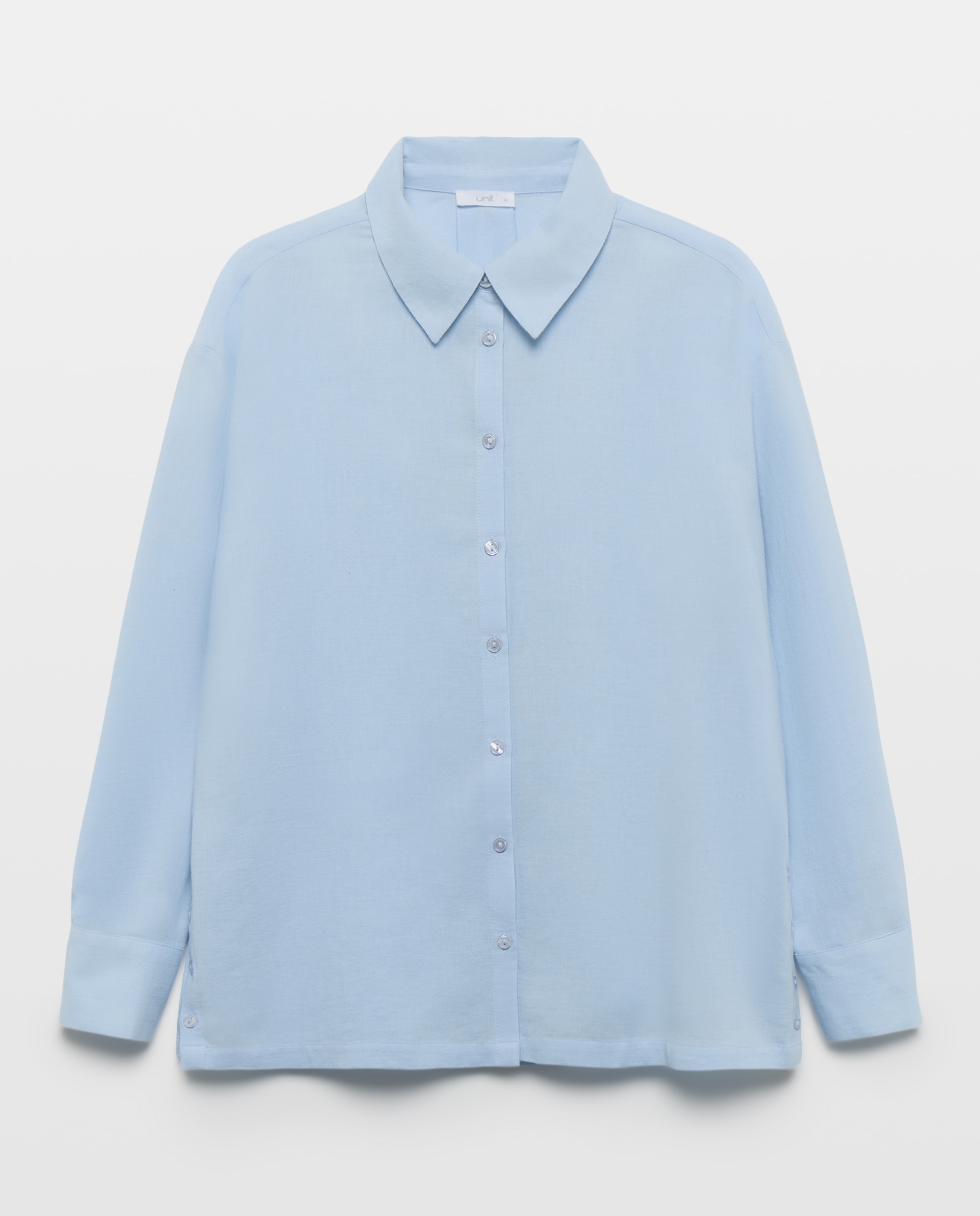 Camisa de mujer de algodón 410 Azul claro-4
