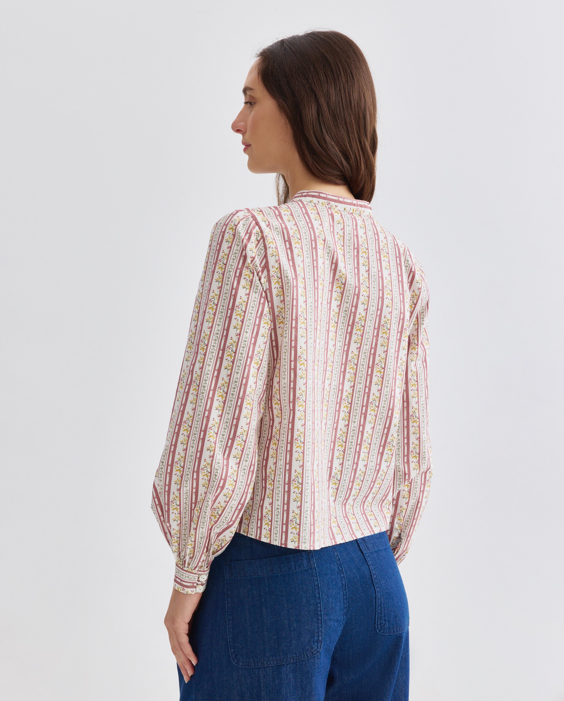 Blusa de mujer de flores romántica Blanco-3