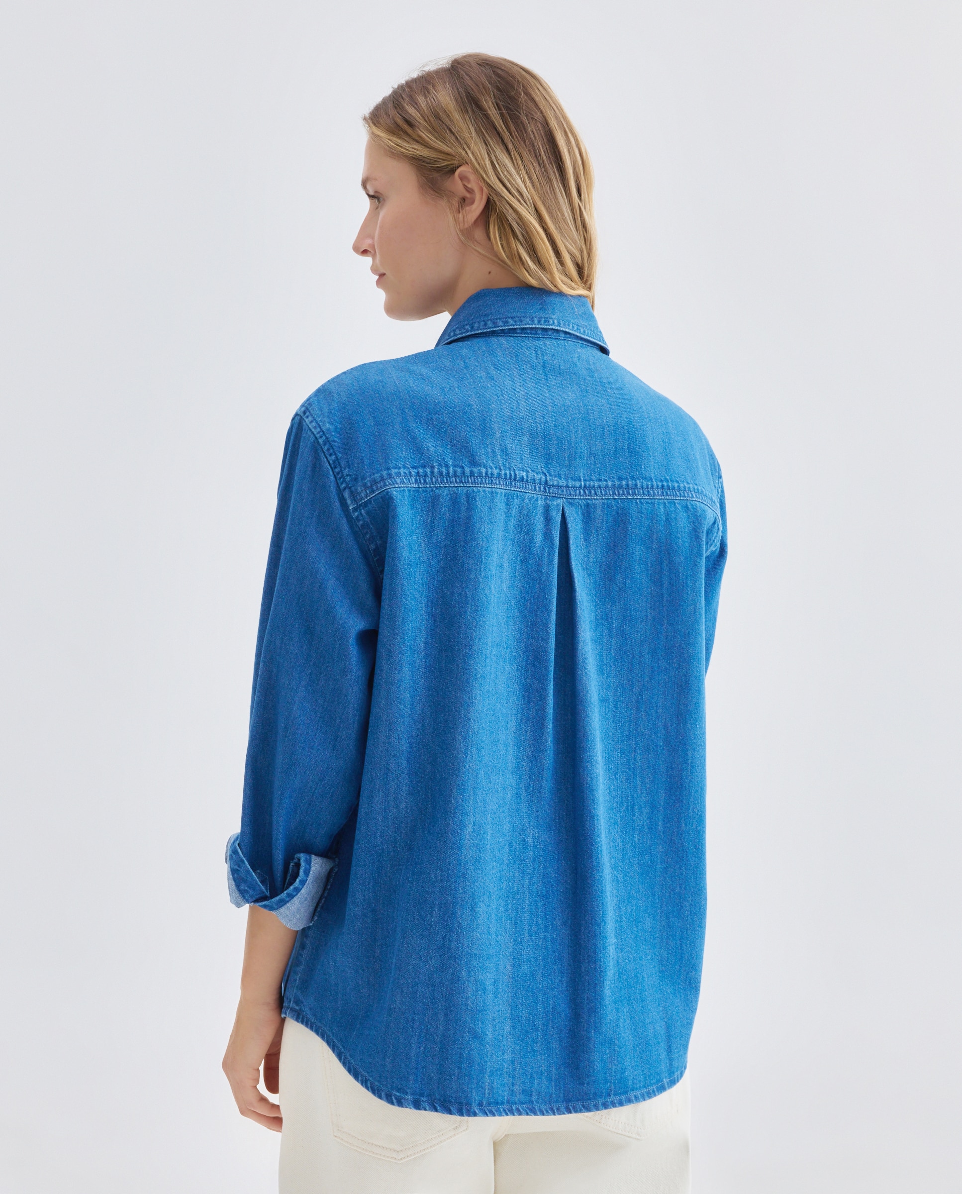 Sobrecamisa de mujer denim Azul pálido-3