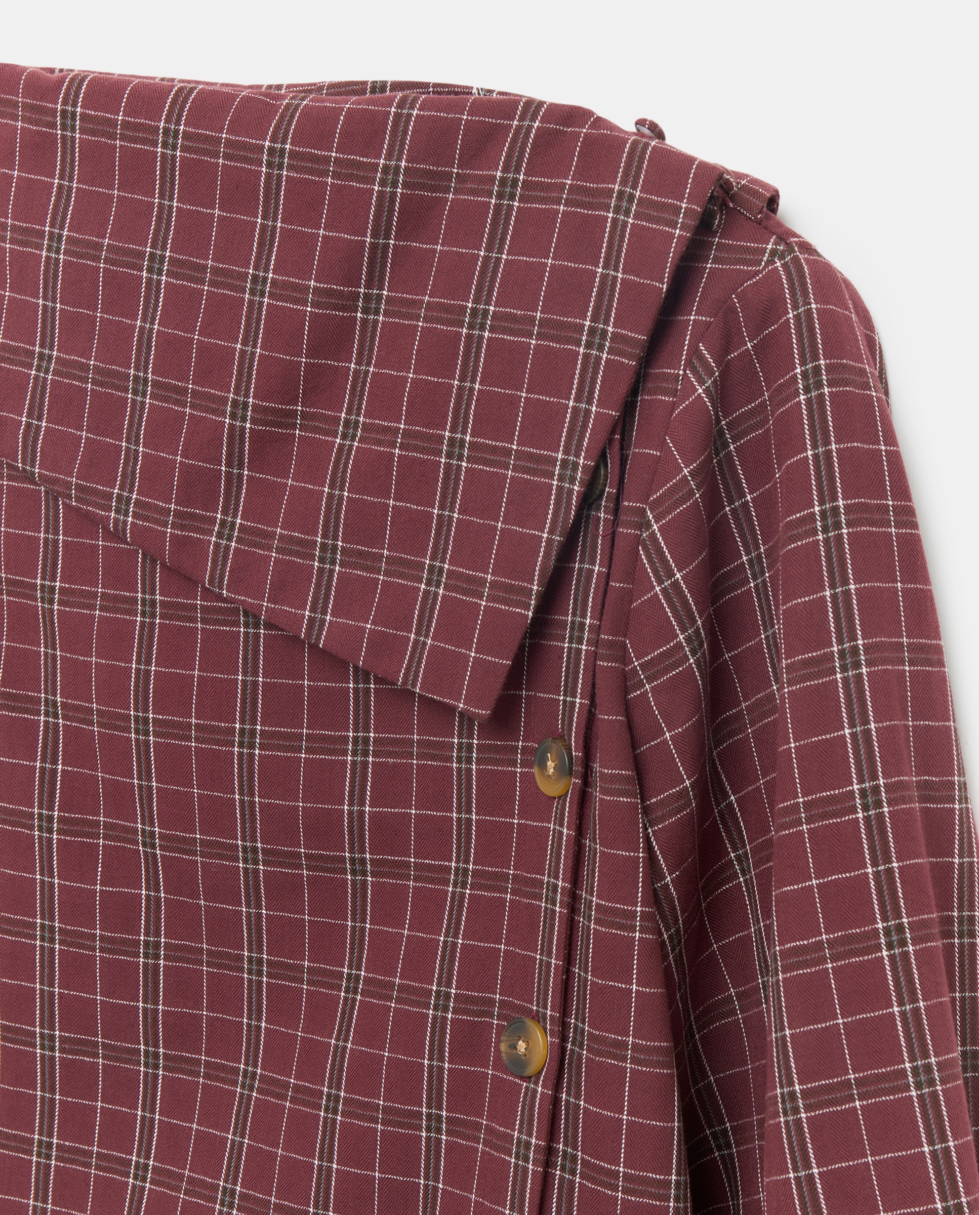 Blusa de mujer de cuadros detalle cuello total look Rojo-5
