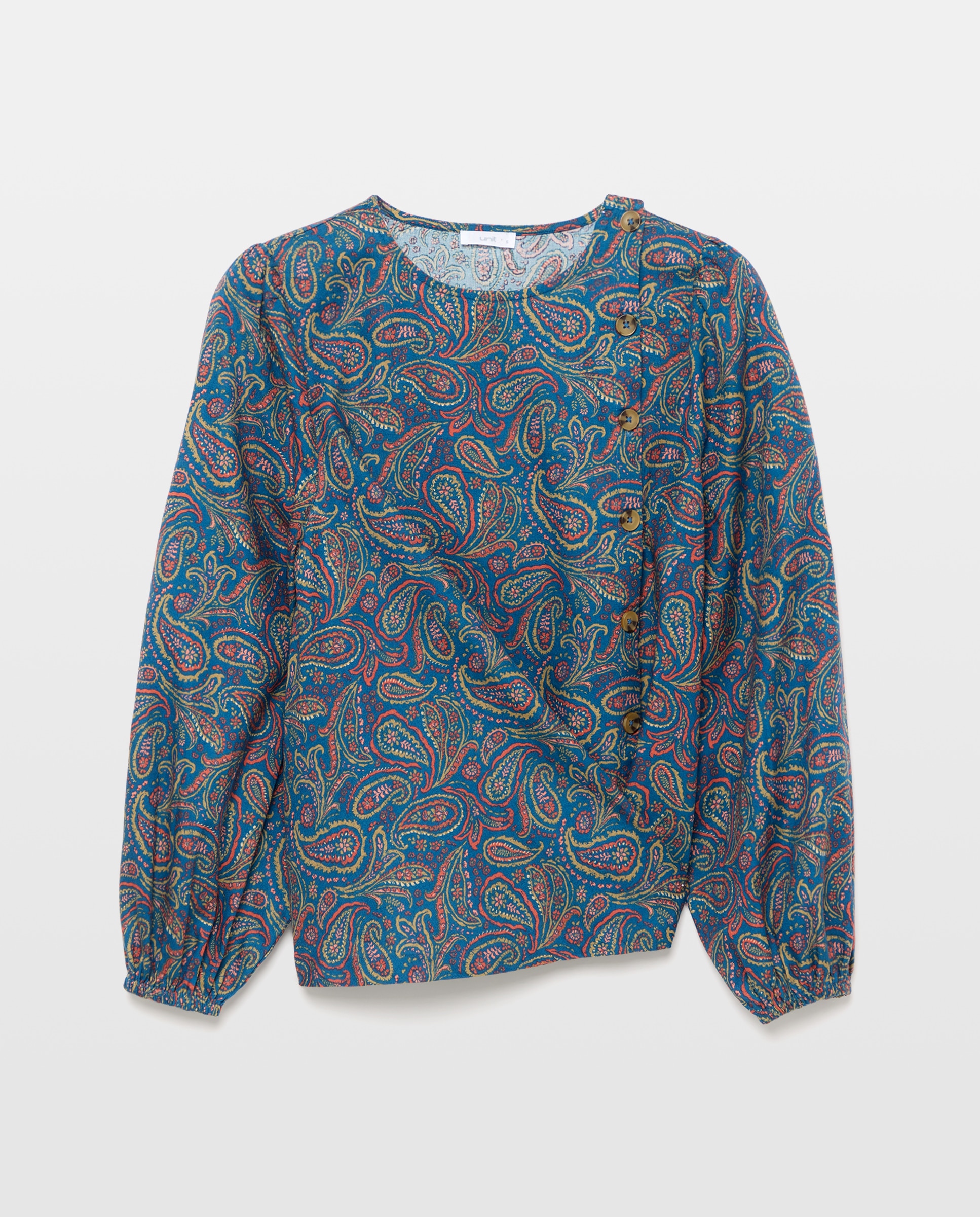 Blusa de mujer cruzada paisley Azul-4