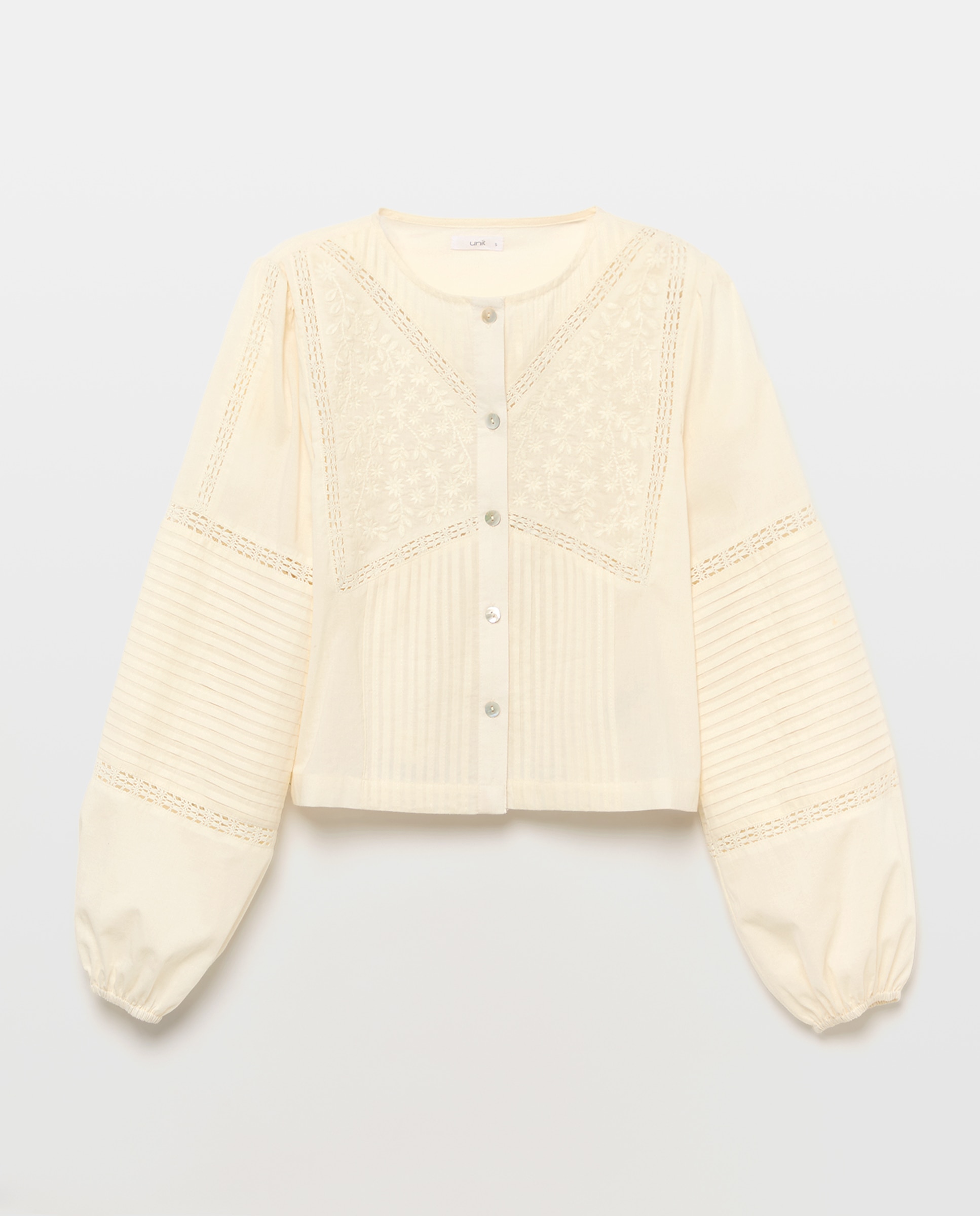 Blusa de mujer romántica bordados Blanco-4