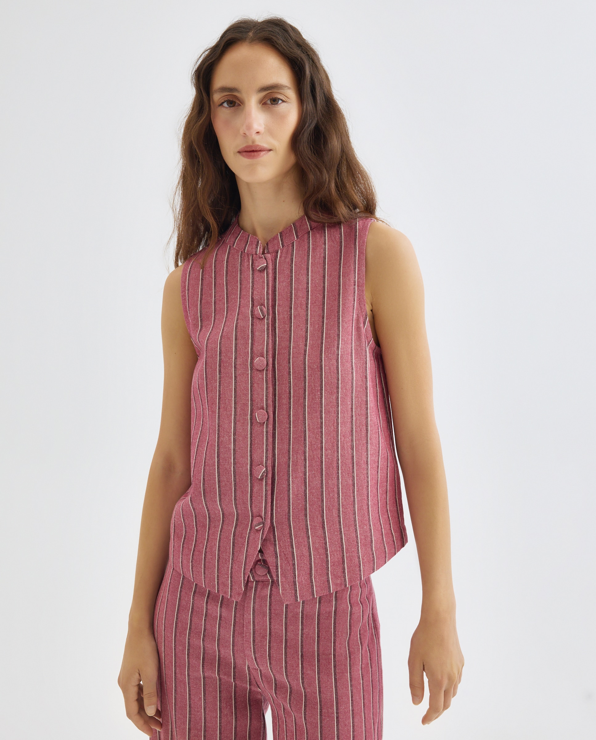 Imagen 0 de Chaleco de mujer de rayas total look