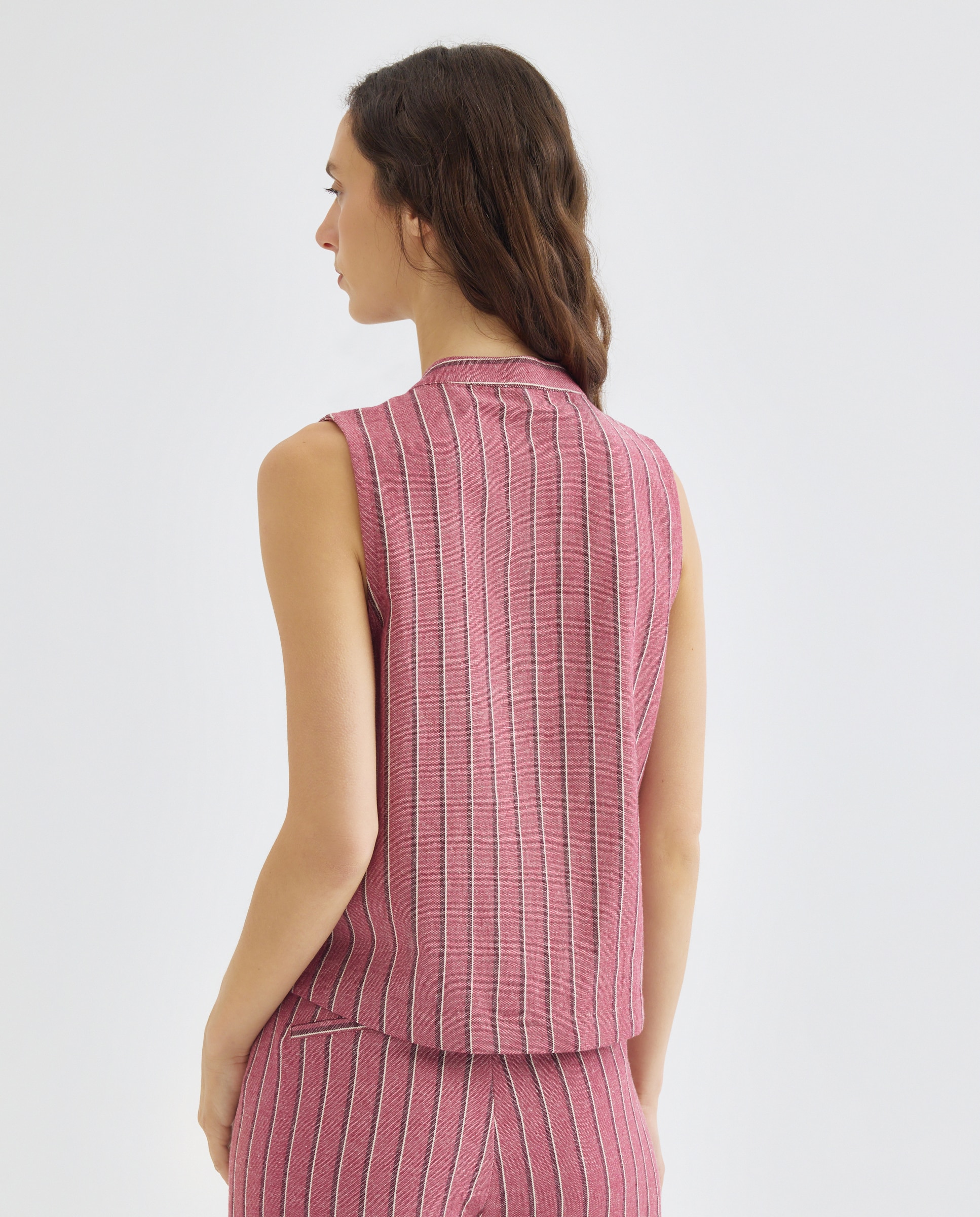 Chaleco de mujer de rayas total look Rosa-3