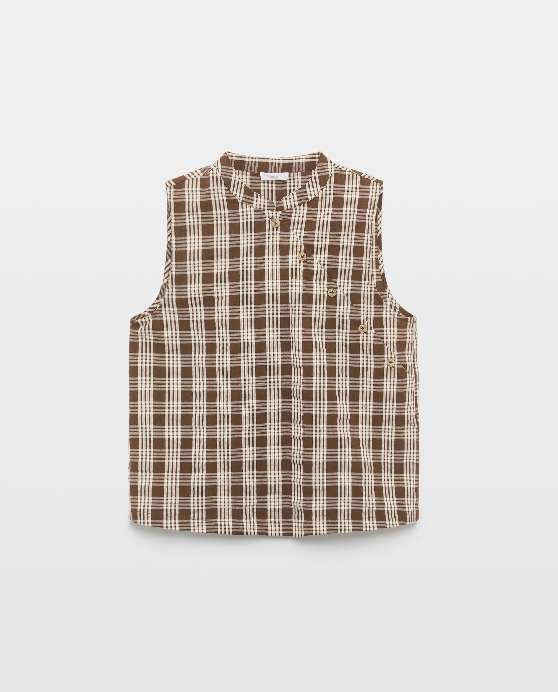 Blusa de mujer de cuadros total look Marrón-5