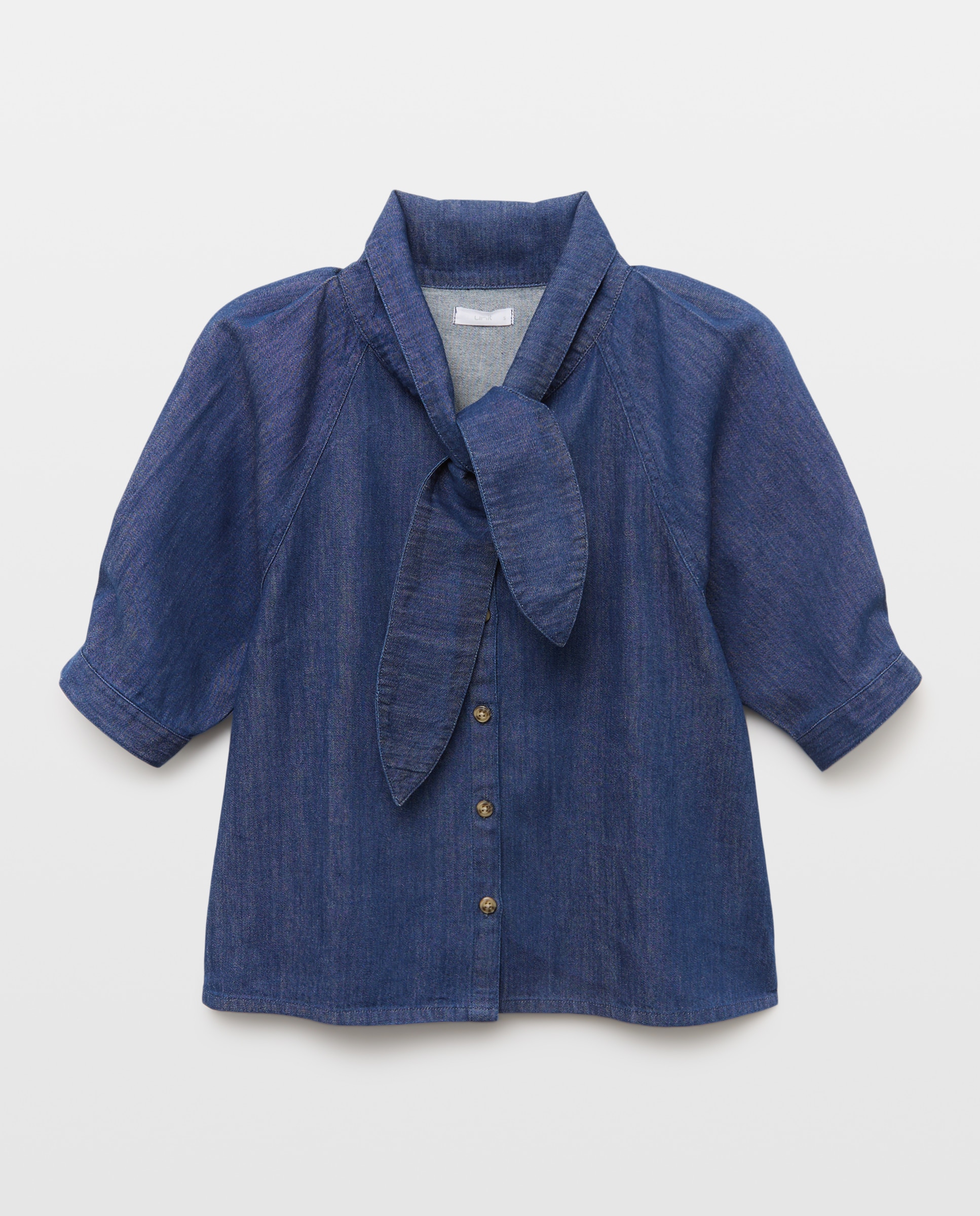 Blusa de mujer denim lazada total look Azul pálido-4