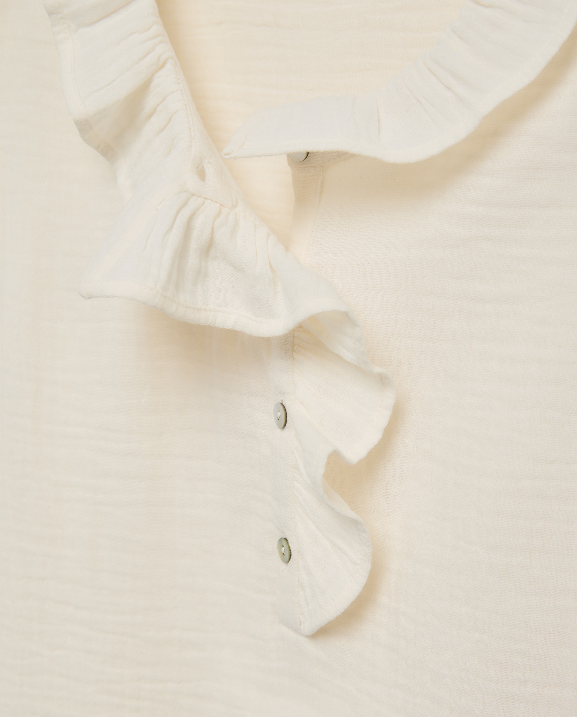Blusa de mujer de algodón con cuello volante 120 Crudo-5