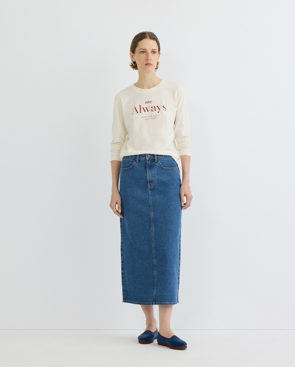 Falda vaquera de mujer Azul pálido-1