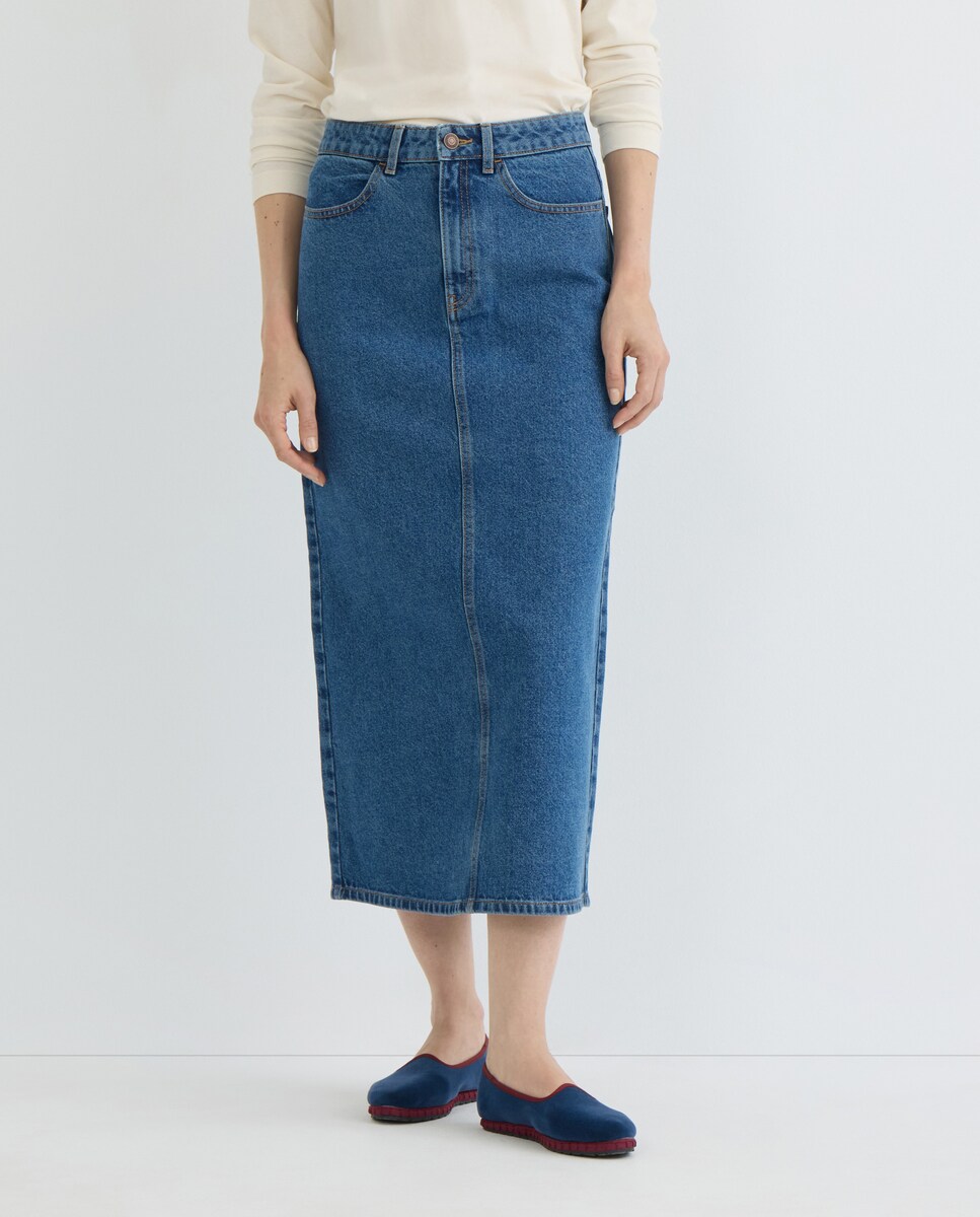 Falda vaquera de mujer Azul pálido-2