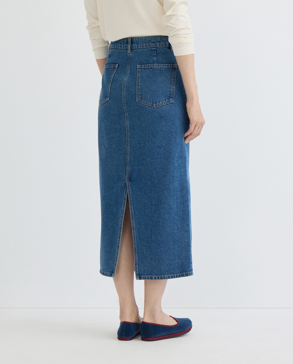 Falda vaquera de mujer Azul pálido-3