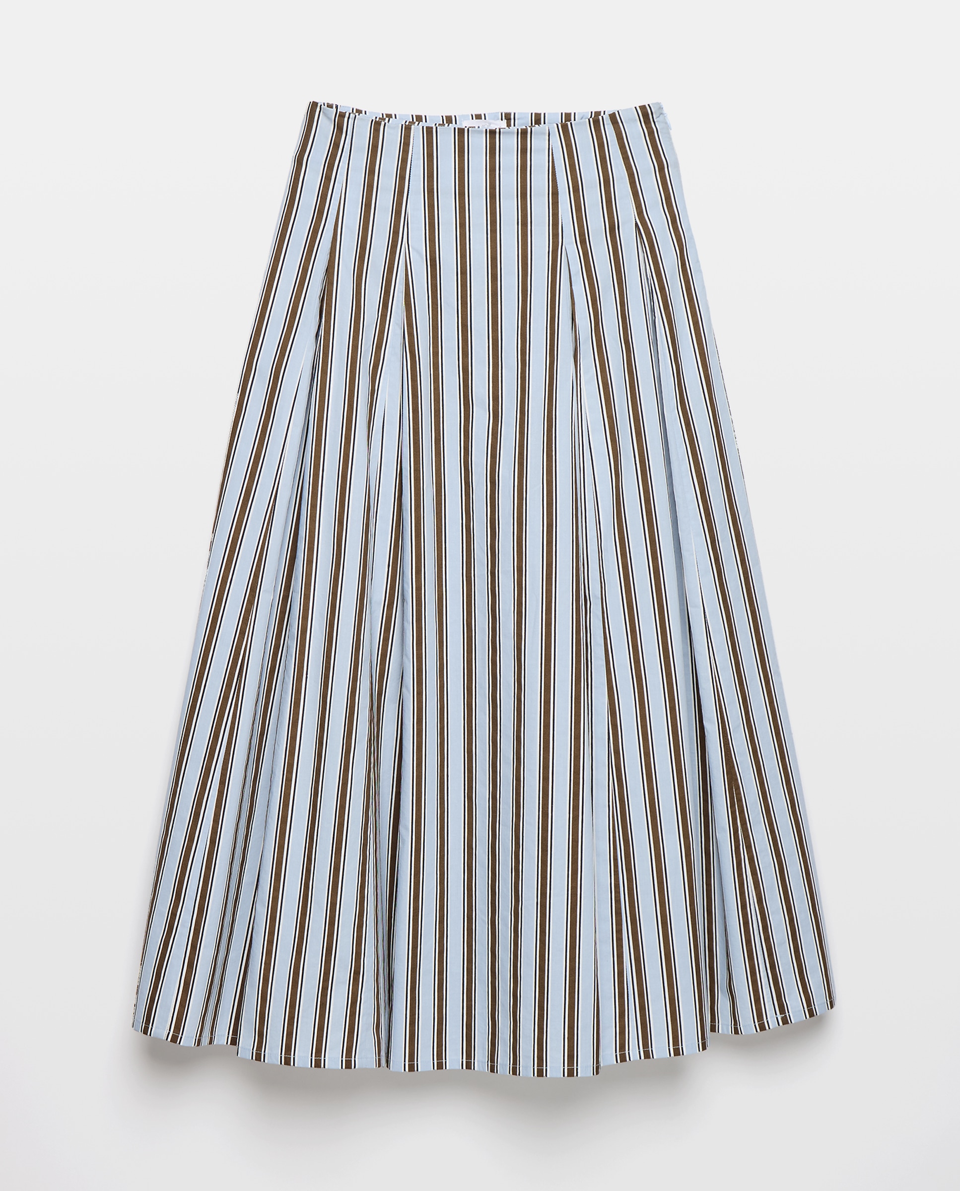 Falda de mujer de rayas con pliegues total look Azul-4