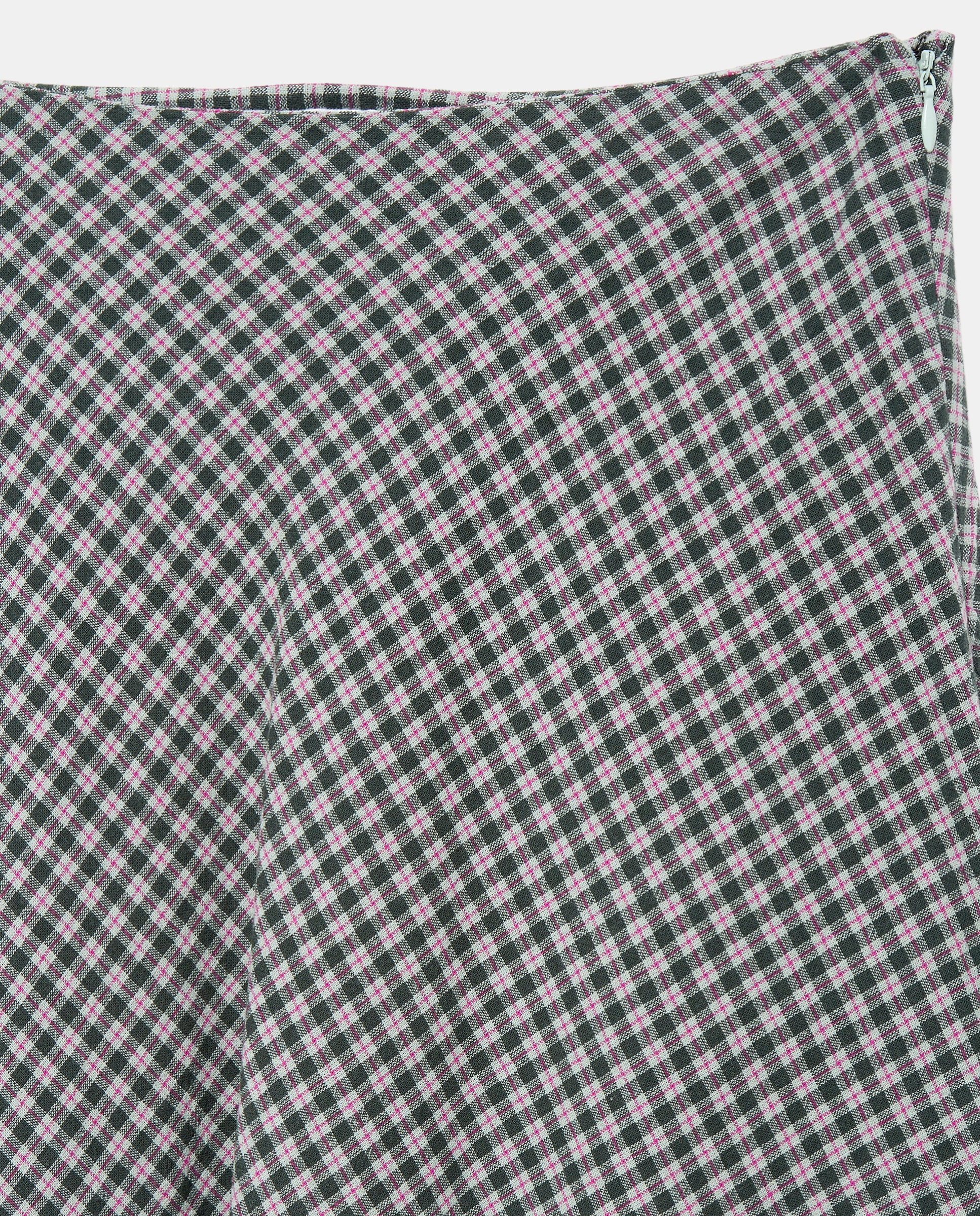 Falda de mujer de cuadros al bies total look Verde-5