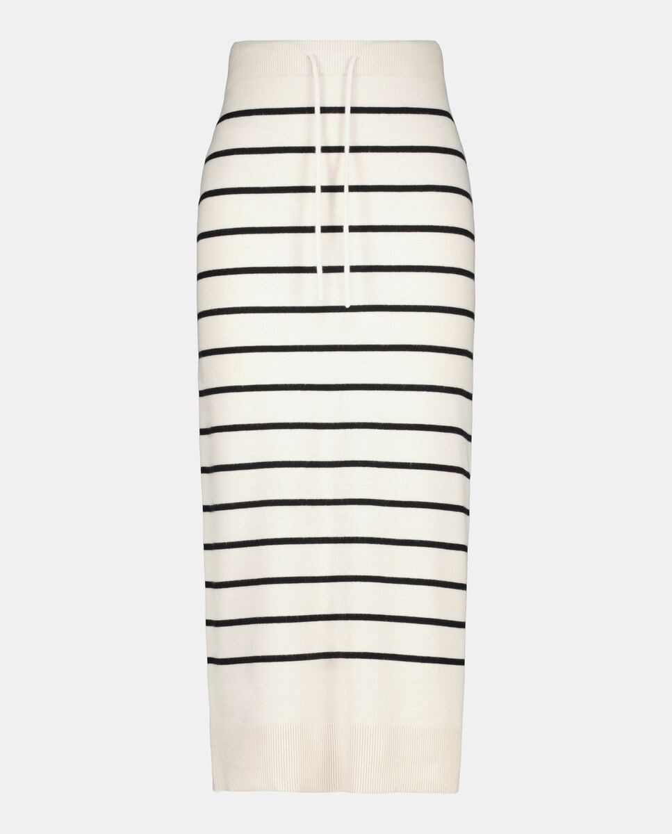 Falda de mujer midi de punto Blanco-4