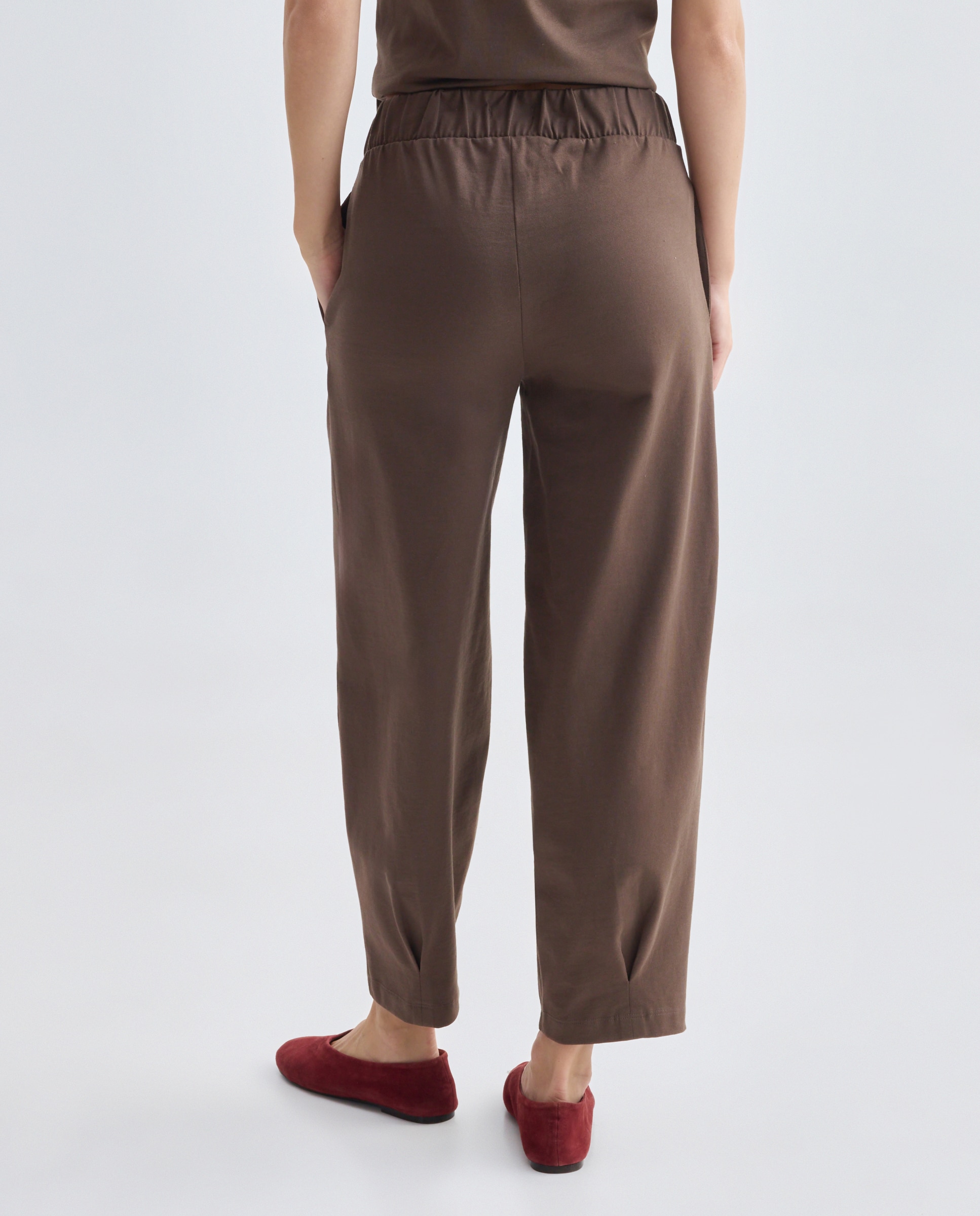 Pantalón de punto de mujer ancho Marrón-3