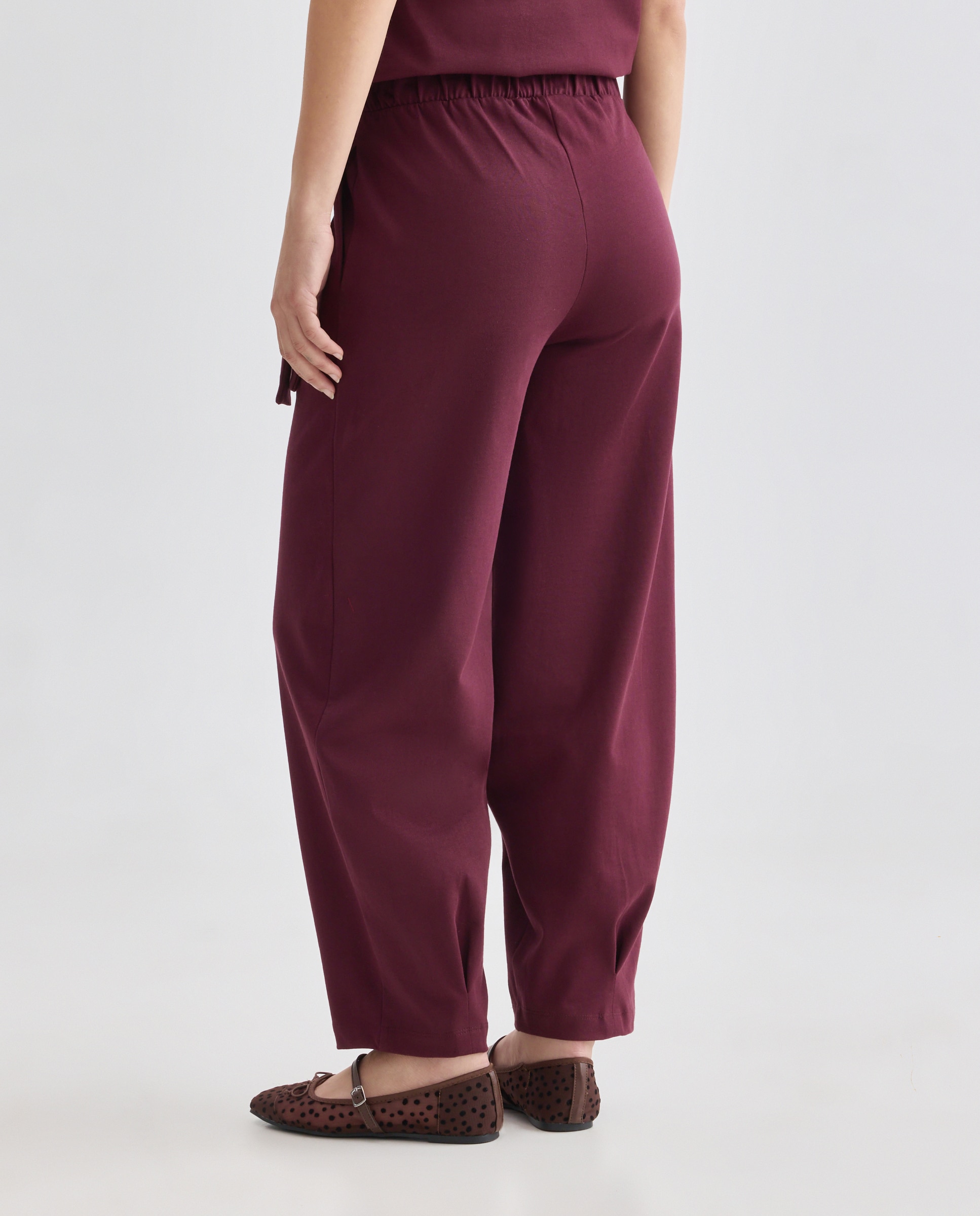 Pantalón de punto de mujer ancho 291 Berenjena-3