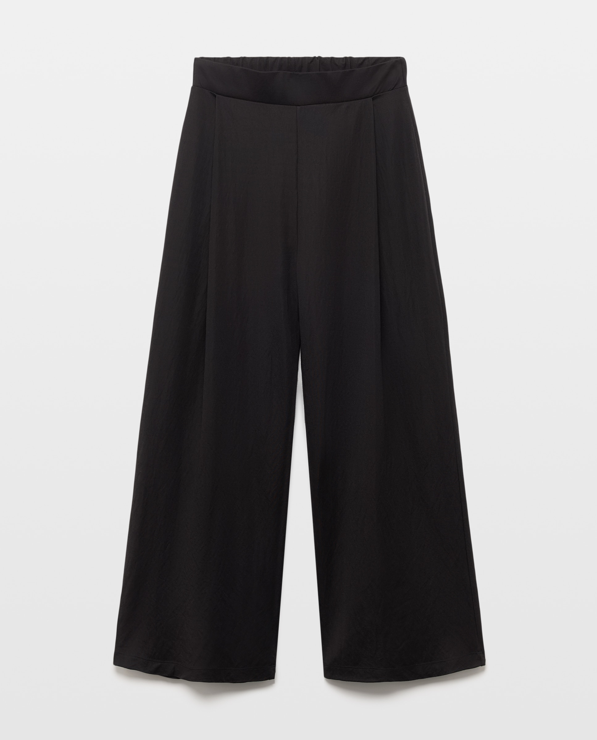 Pantalon de punto de mujer ancho Negro-4