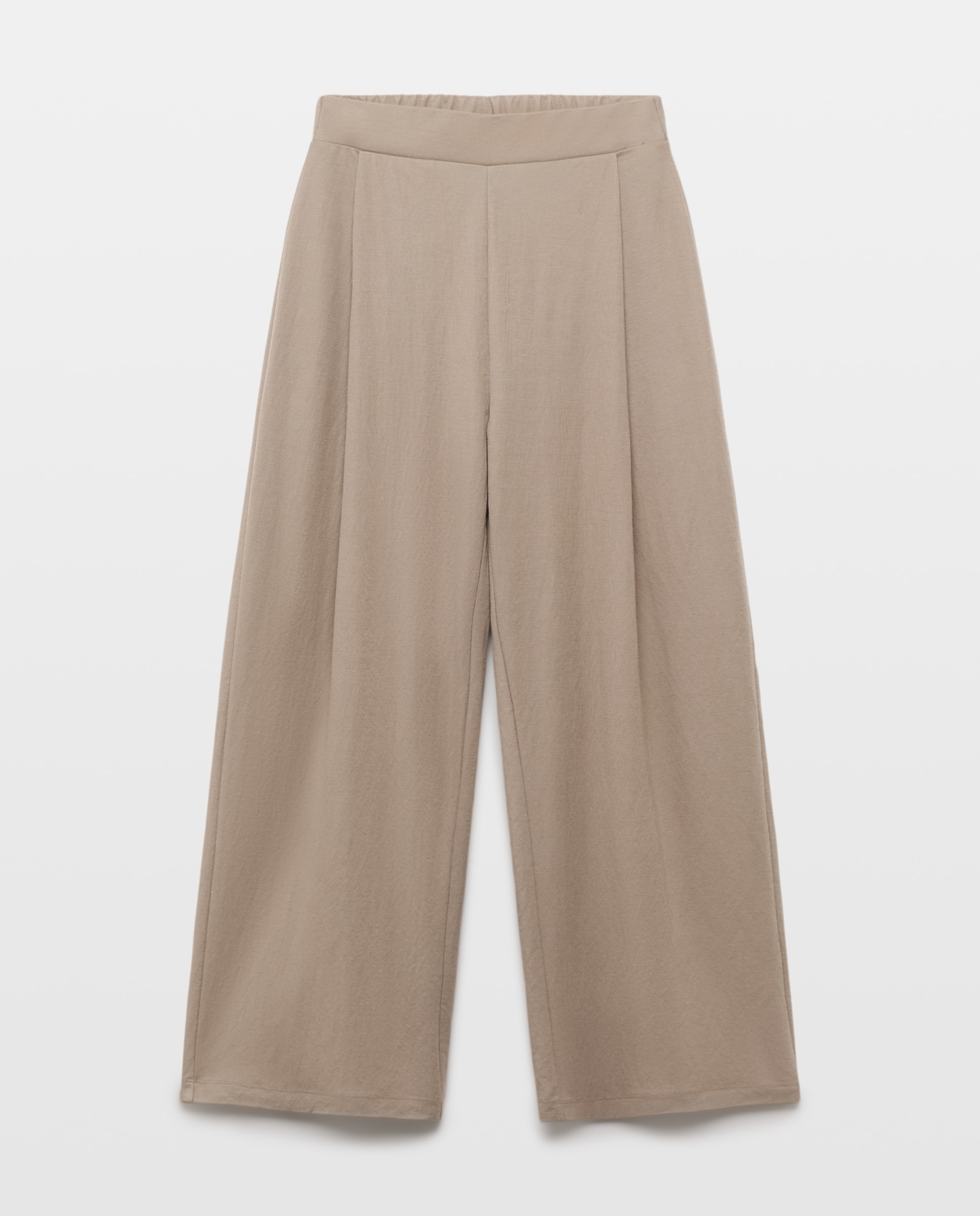 Pantalon de punto de mujer ancho Verde-4