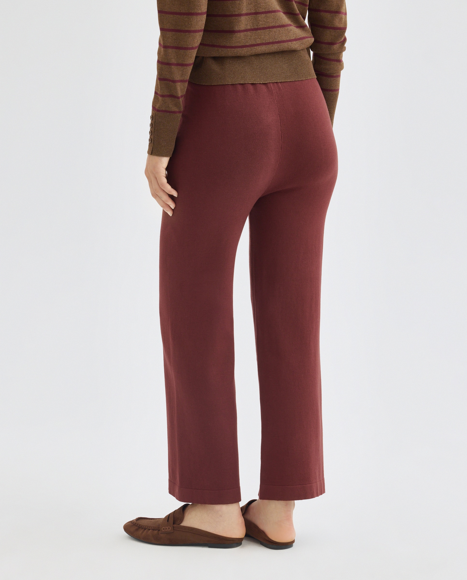 Pantalon de punto de mujer con bolsillos 770 Terracota-3
