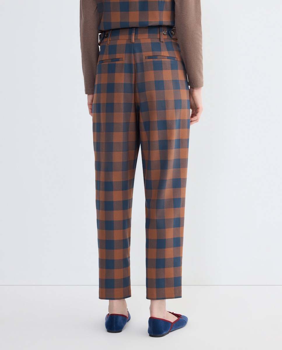 Pantalón de mujer sastrero combinado Marrón-3