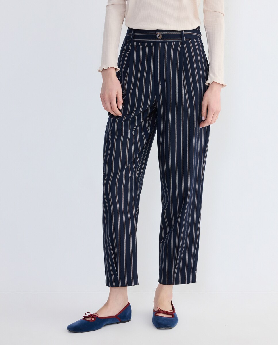 Pantalón de mujer sastrero combinado Azul-2