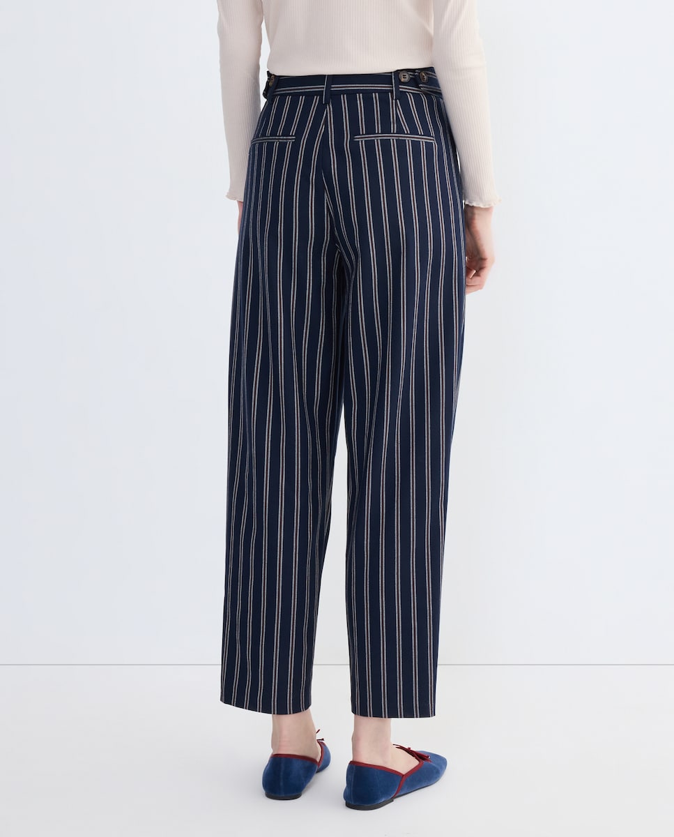 Pantalón de mujer sastrero combinado Azul-3