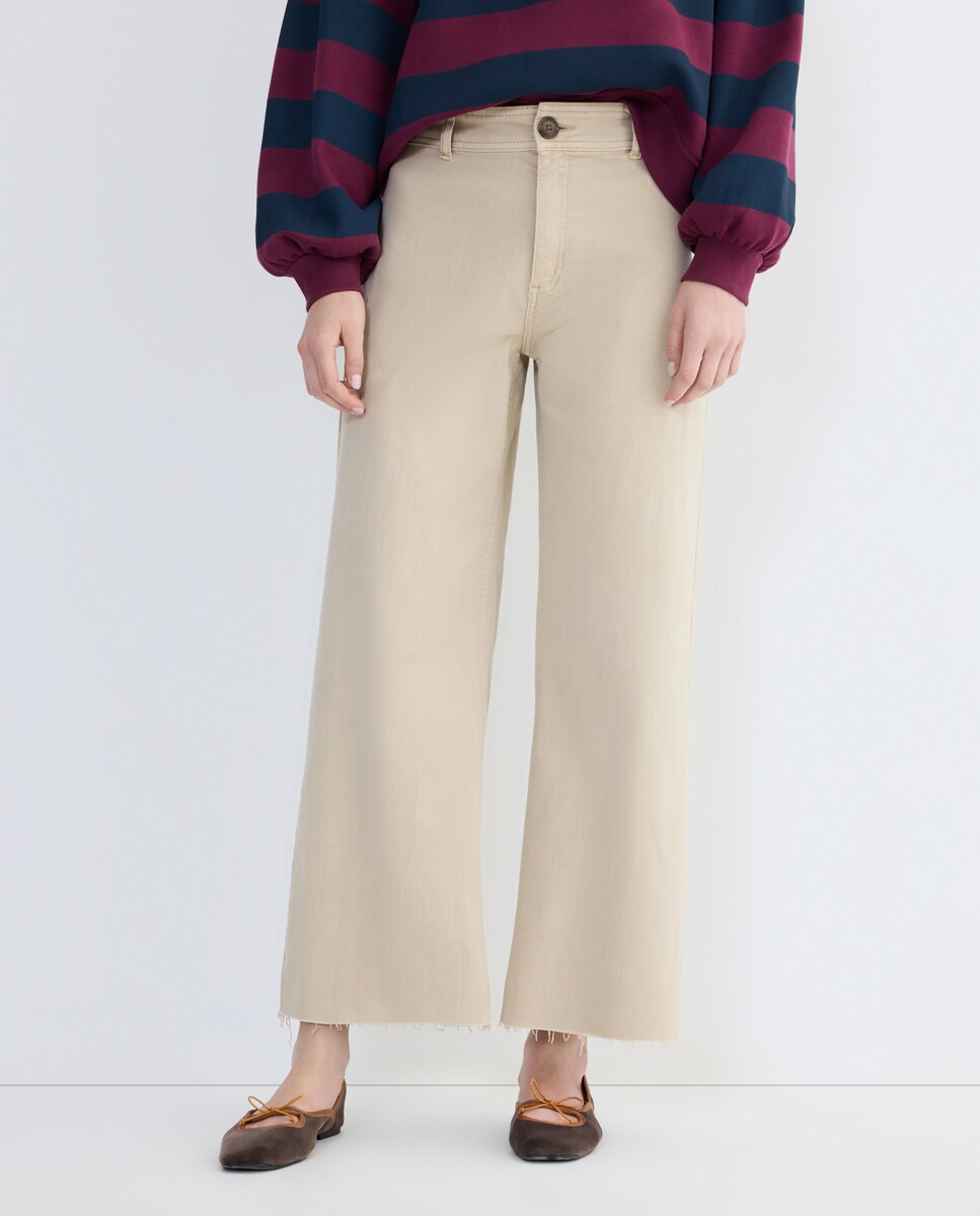 Pantalón culotte de sarga de mujer 282 Malva-2