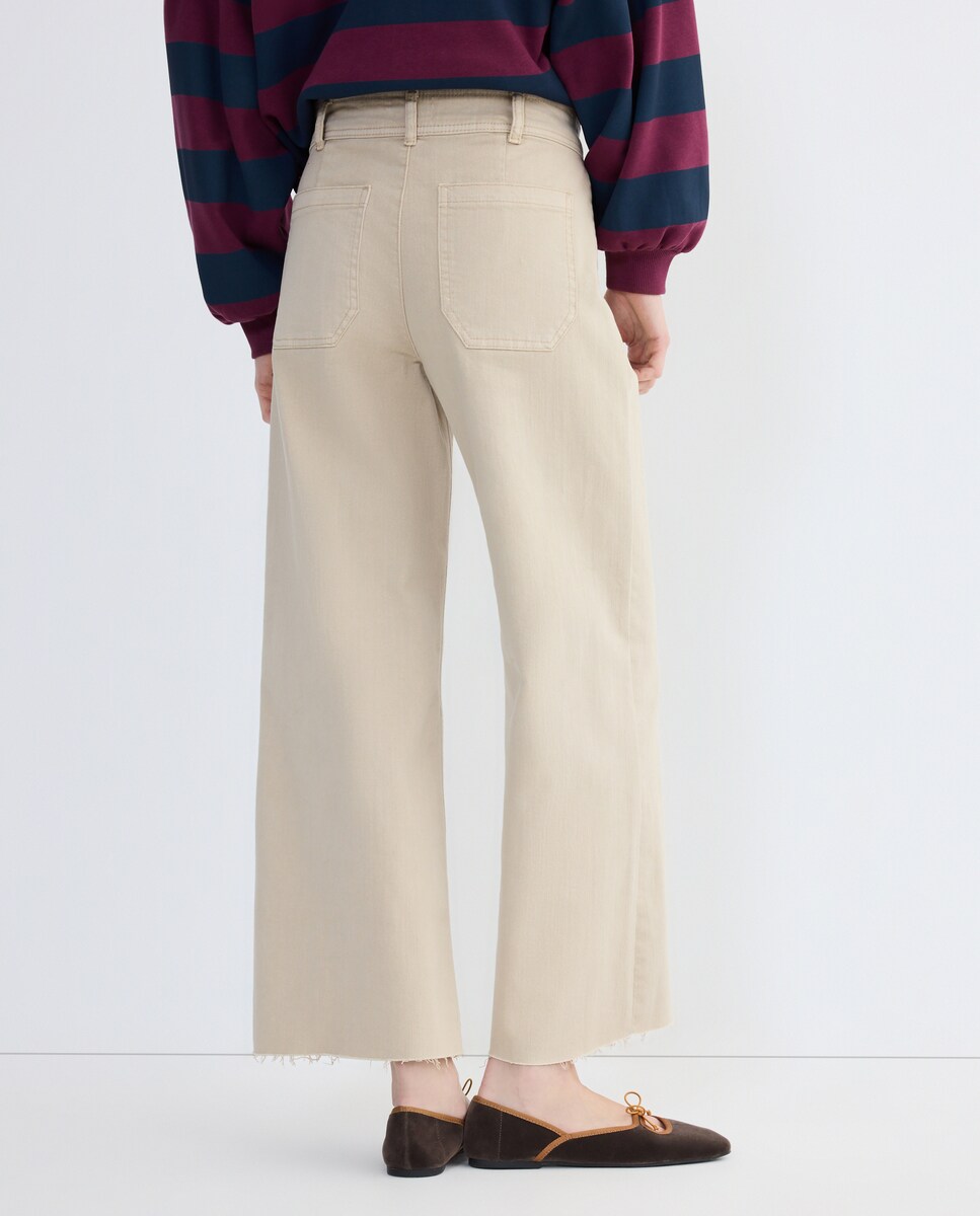 Pantalón culotte de sarga de mujer 282 Malva-3