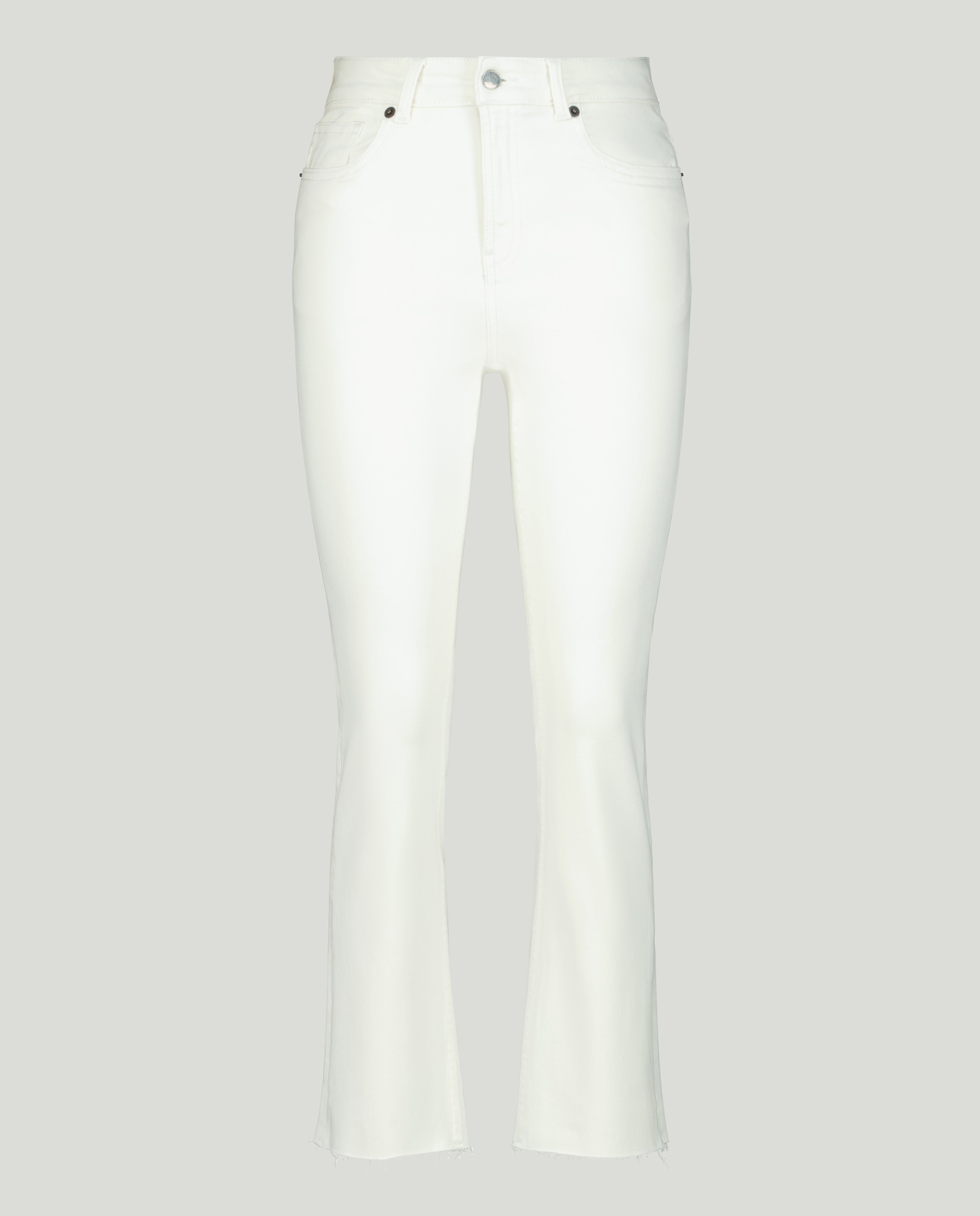 Pantalón cropped flare sarga de mujer Blanco roto-4