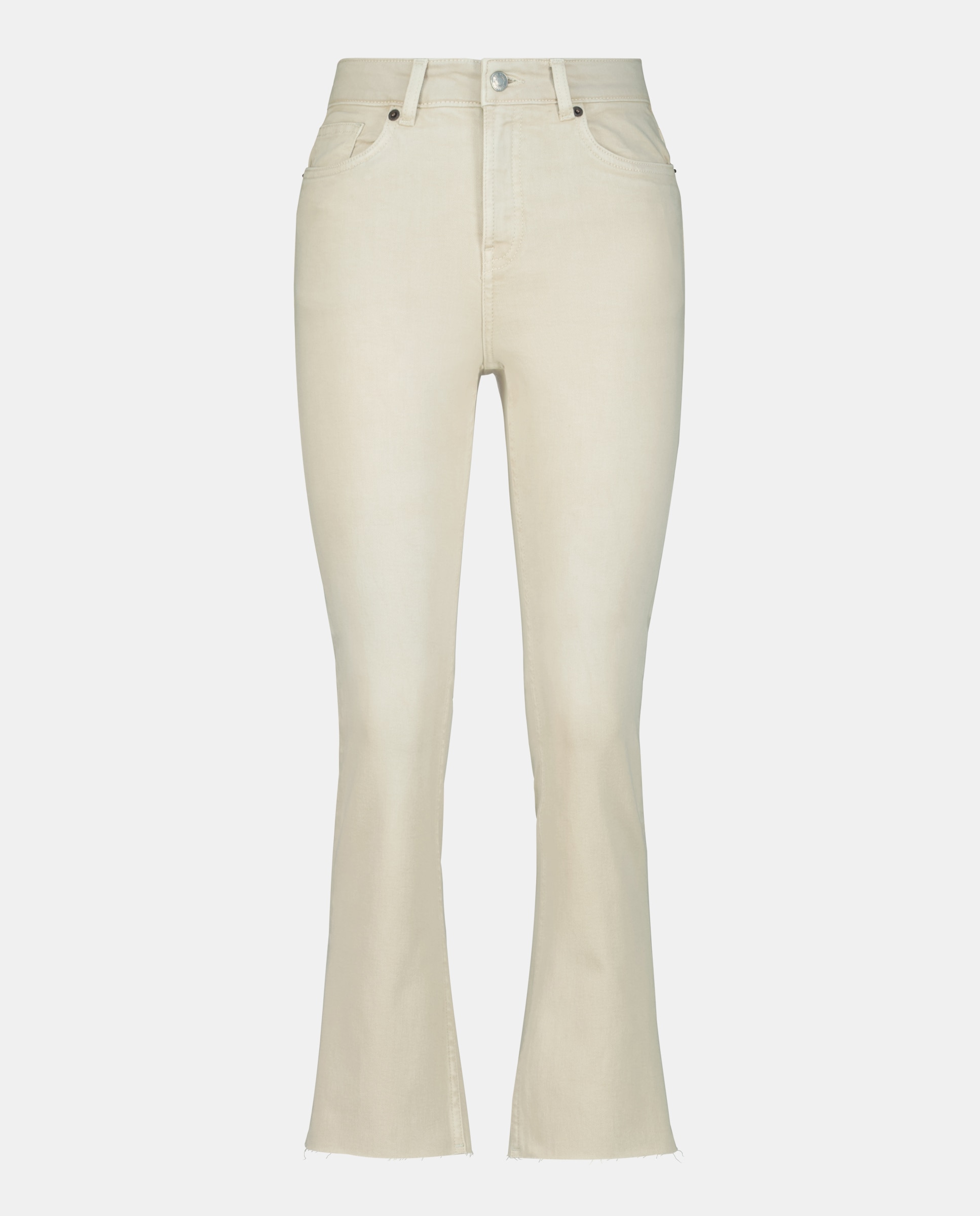 Pantalón cropped flare sarga de mujer Beige-4