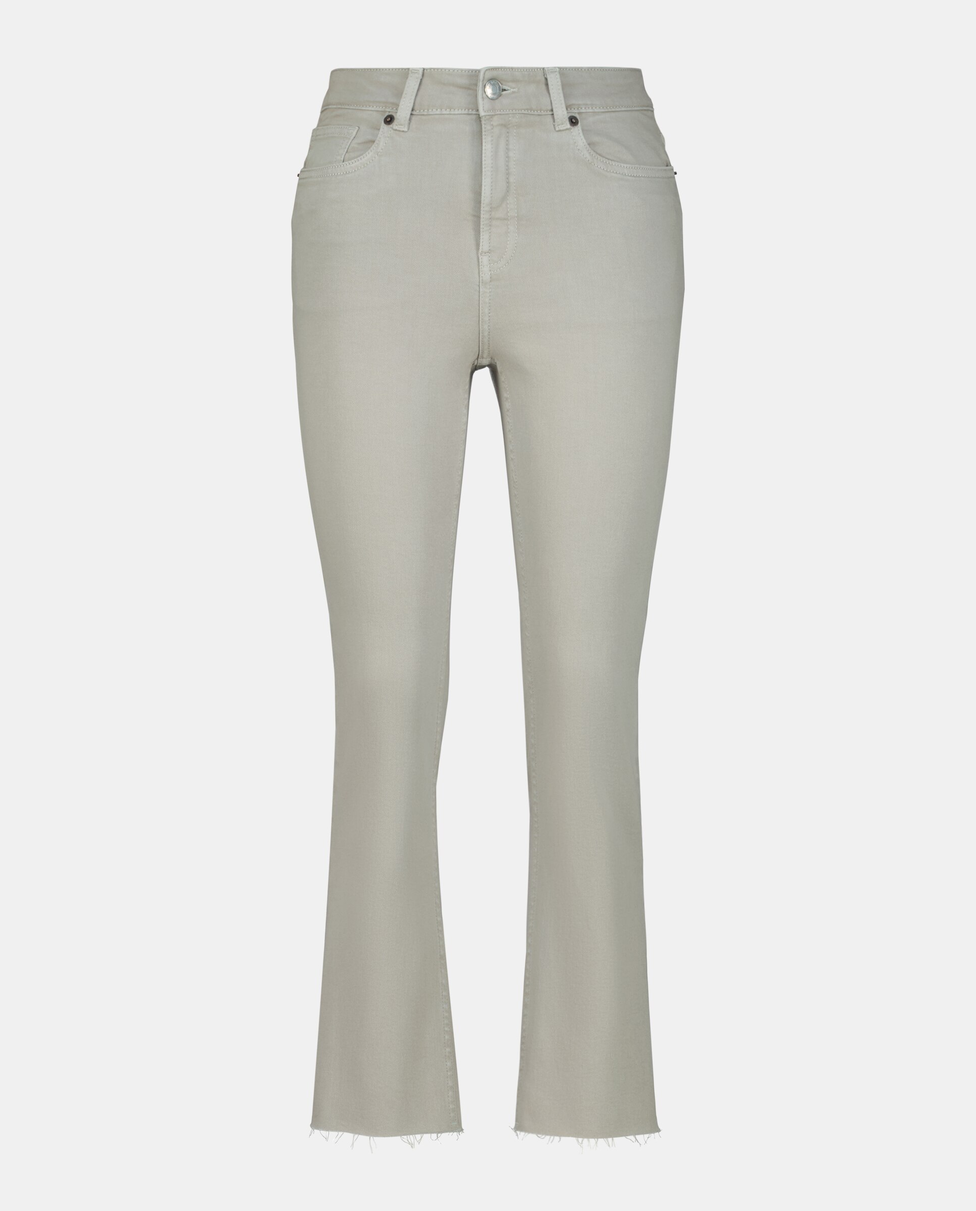 Pantalón cropped flare sarga de mujer Gris claro-4