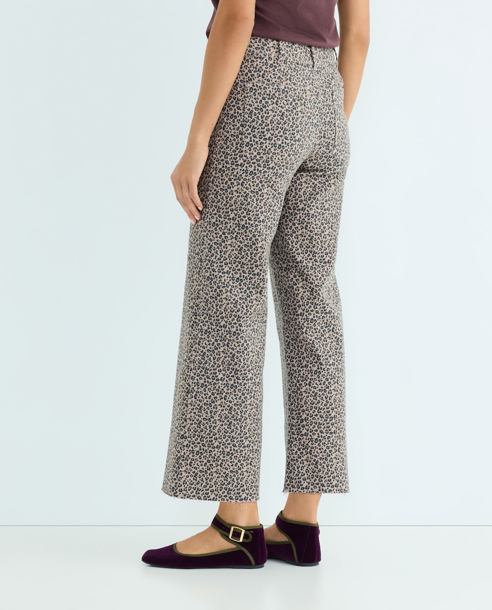Pantalón culotte animal print de mujer Marrón-3