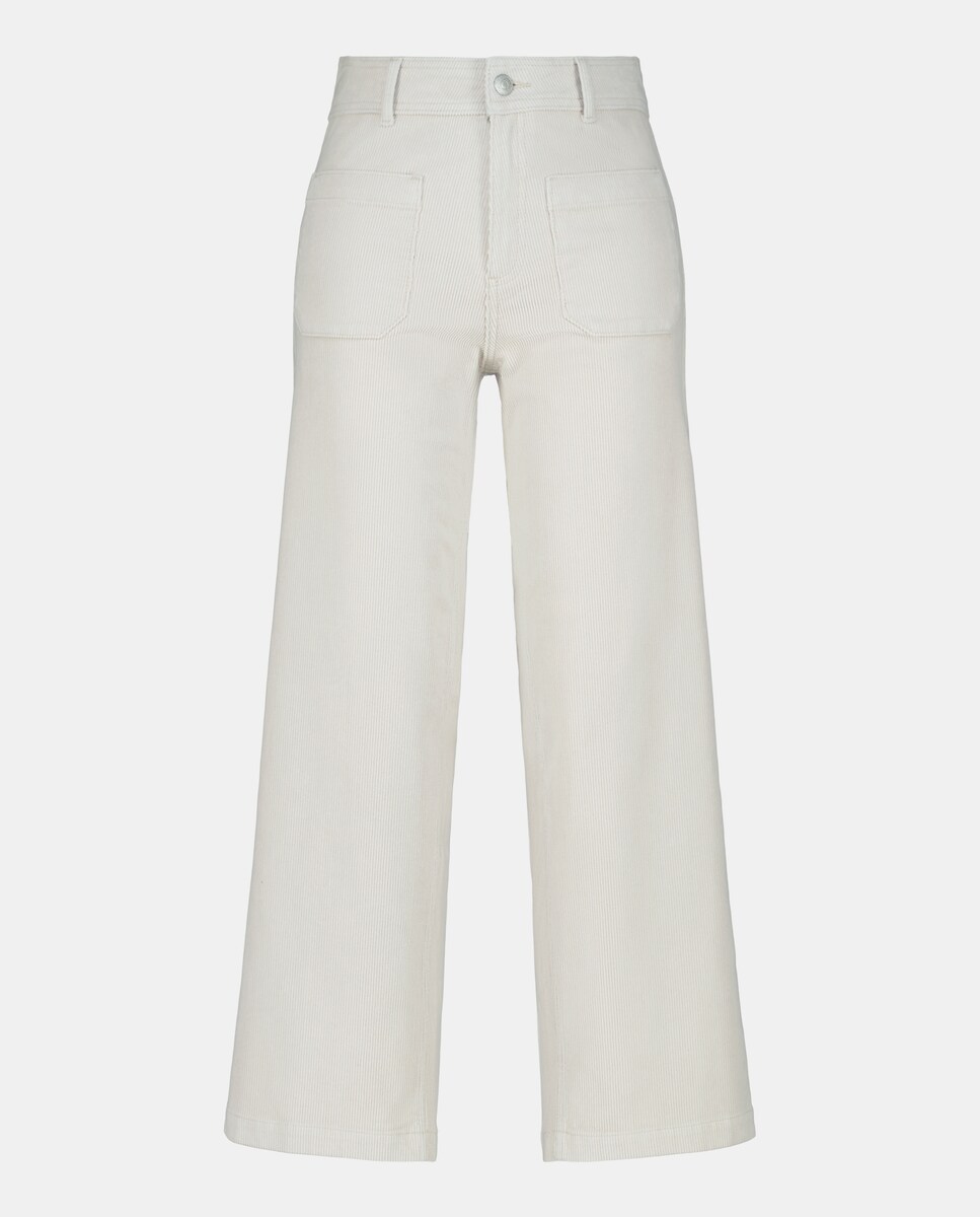Pantalón flare de pana de mujer con bolsillos Beige-4