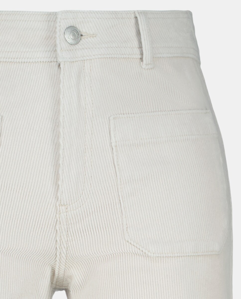 Pantalón flare de pana de mujer con bolsillos Beige-5