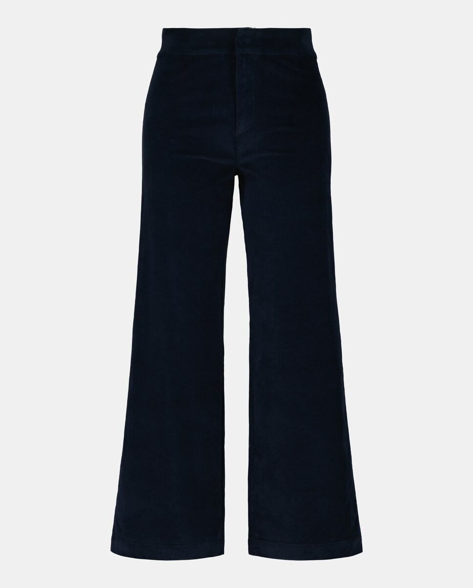 Pantalón culotte de pana lisa de mujer combinado Azul marino-4