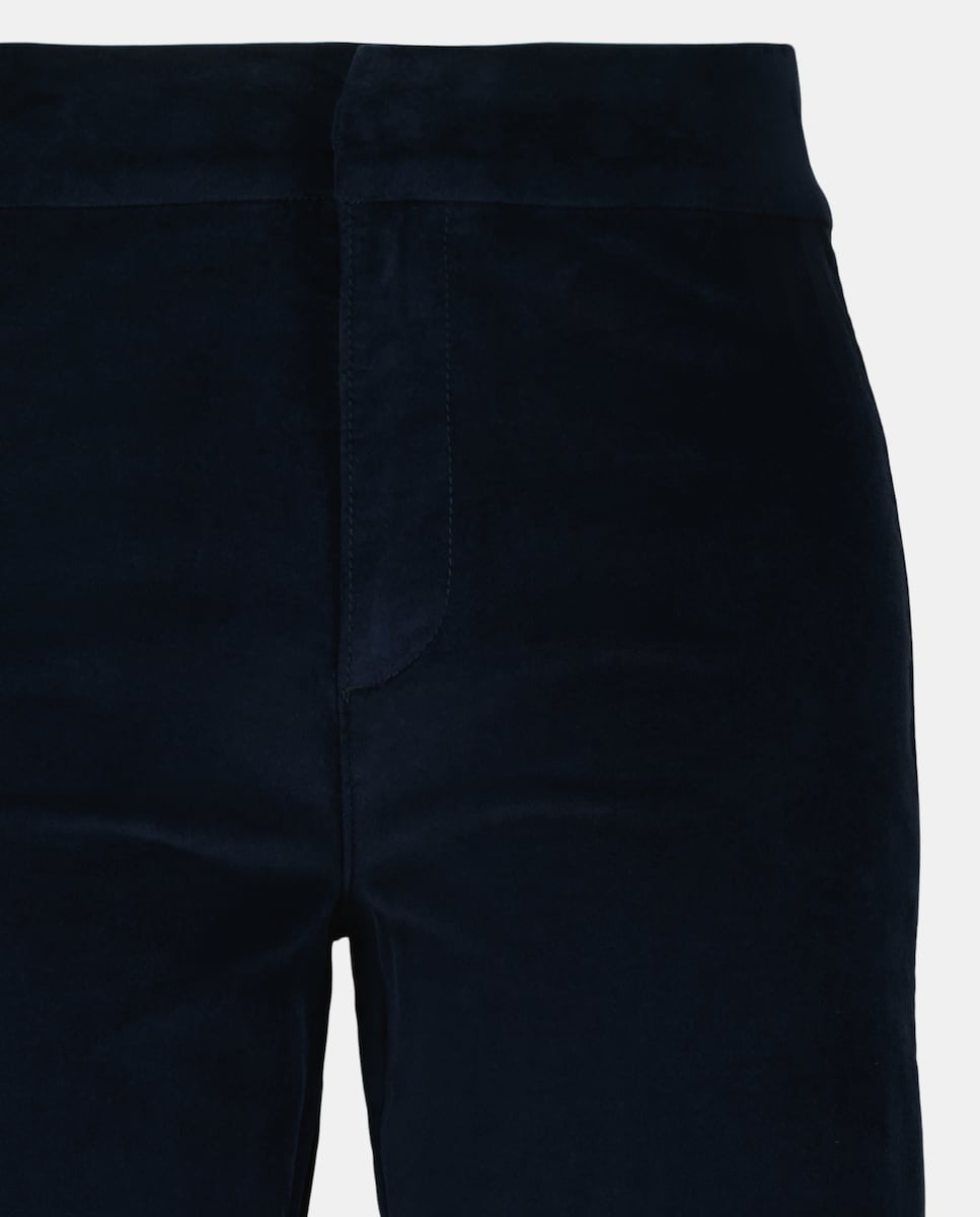 Pantalón culotte de pana lisa de mujer combinado Azul marino-5