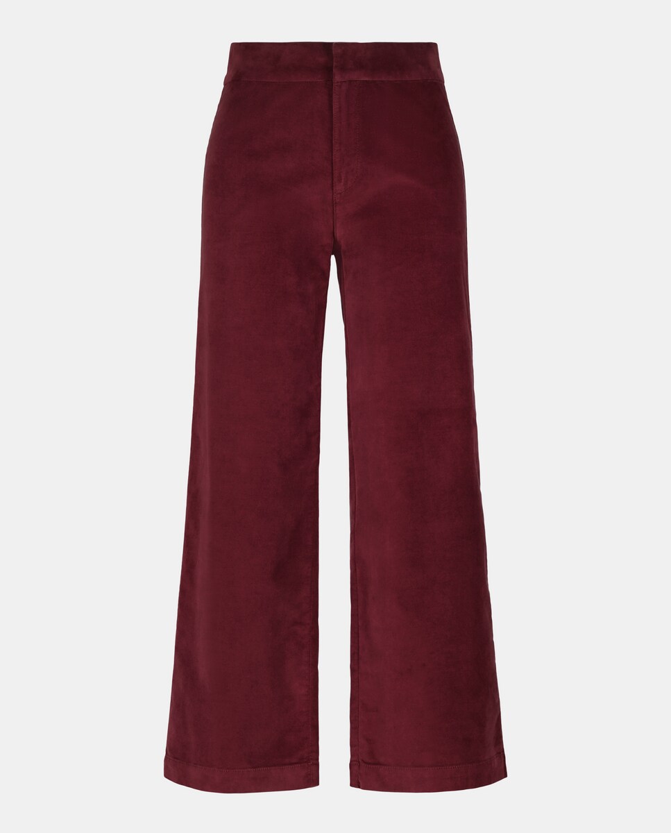 Pantalón culotte de pana lisa de mujer combinado Burdeos-4