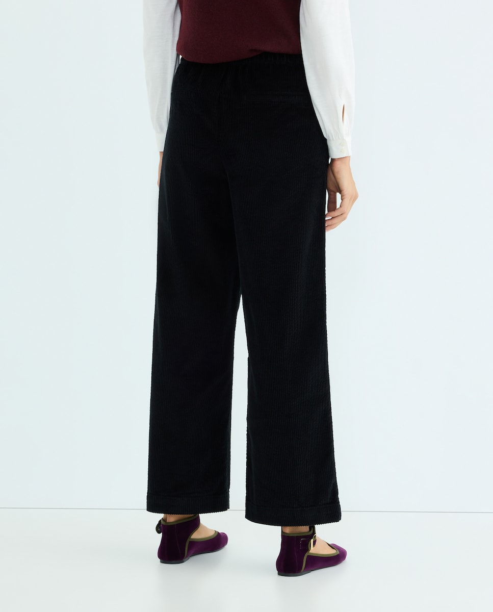 Pantalón palazzo de mujer Negro-3