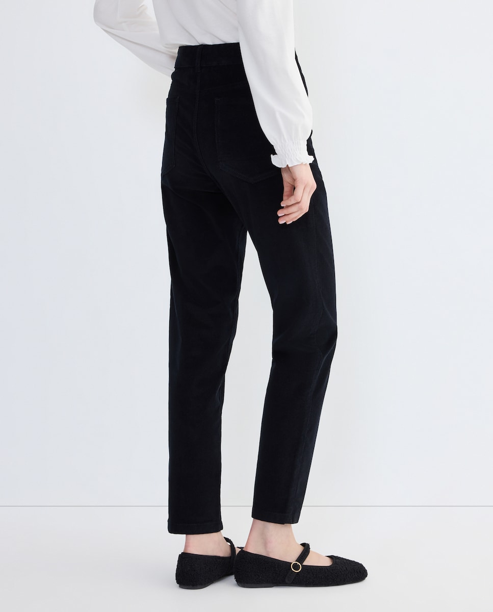 Pantalón 5 bolsillos de pana de mujer Negro-3