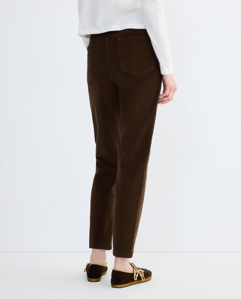 Pantalón 5 bolsillos de pana de mujer Chocolate-3