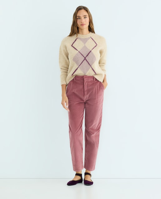 Imagen 0 de Pantalón barrel de pana lisa de mujer combinado