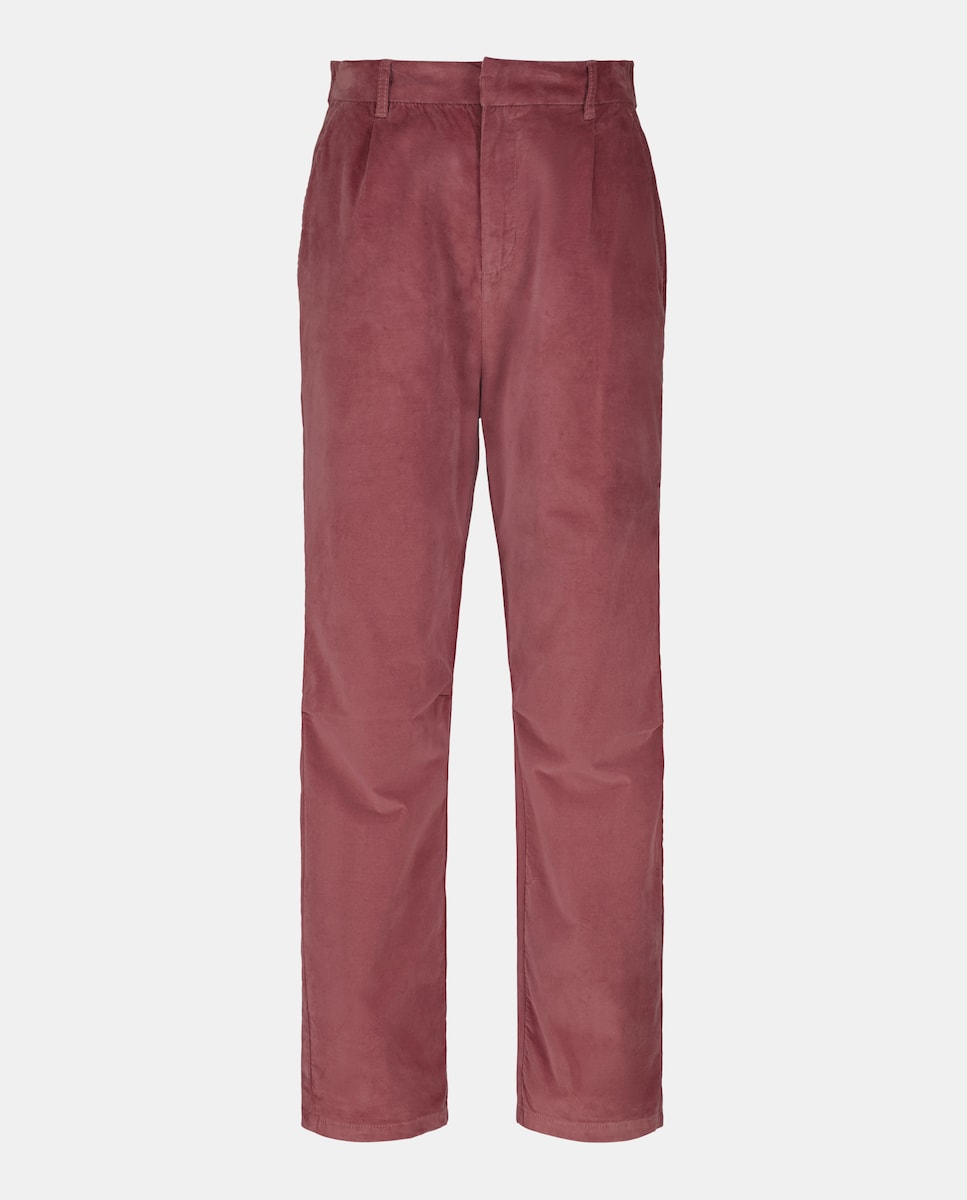 Pantalón barrel de pana lisa de mujer combinado 200 Rosa-4