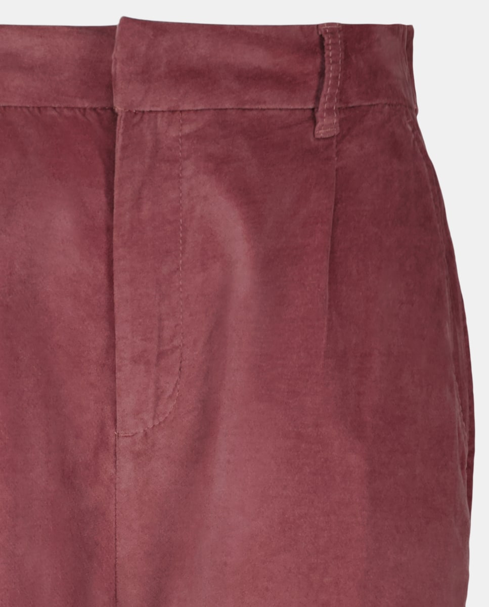 Pantalón barrel de pana lisa de mujer combinado 200 Rosa-5