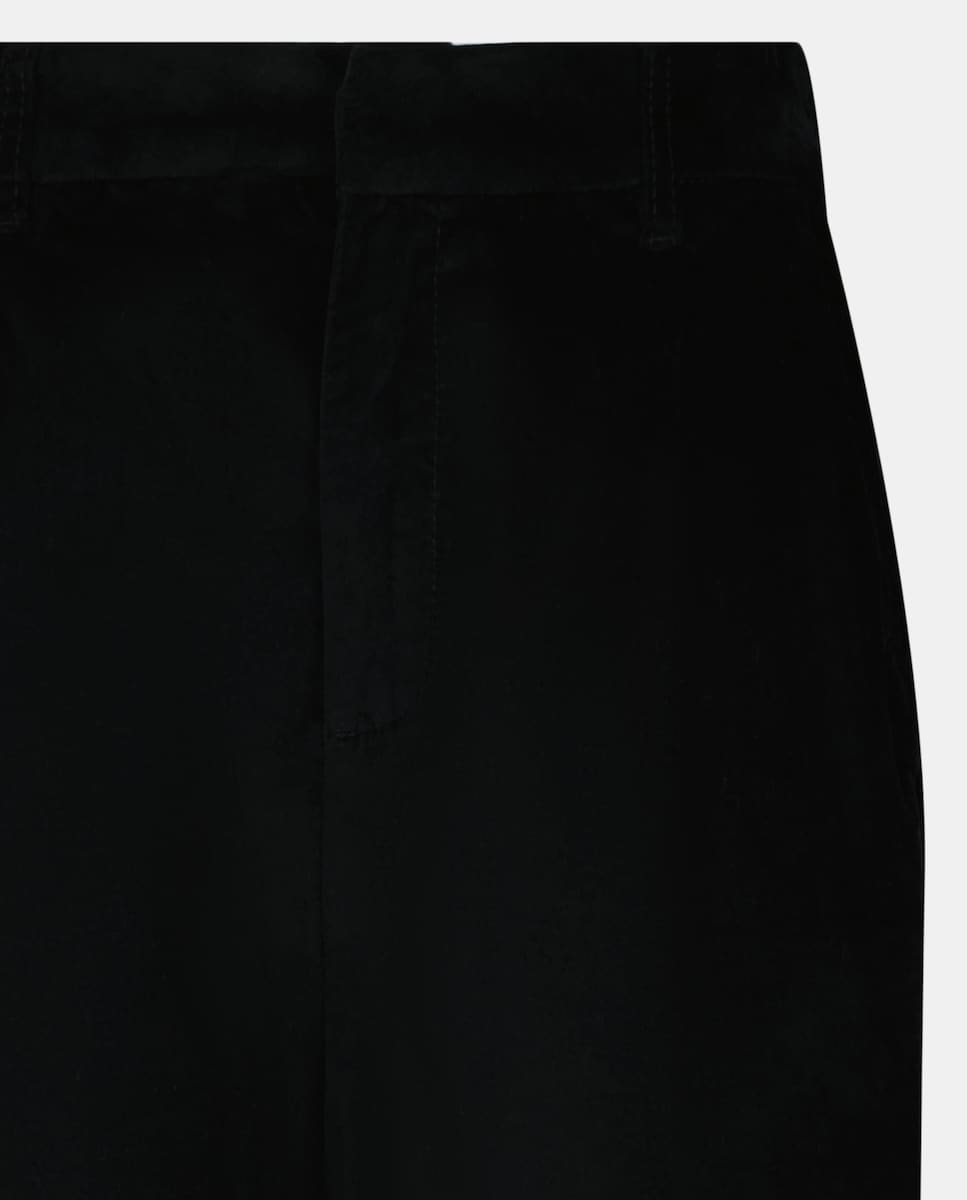 Pantalón barrel de pana lisa de mujer combinado Negro-5