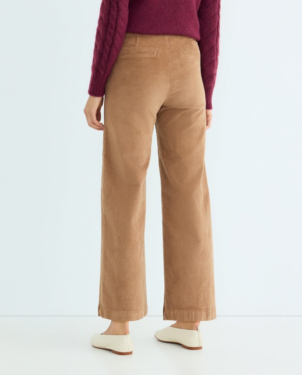 Pantalón de pana de mujer con botones 730 Camel-3