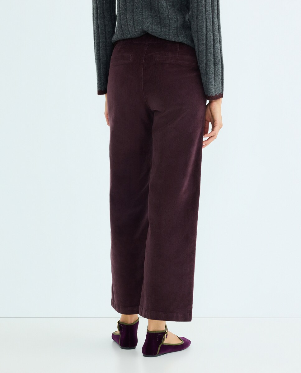 Pantalón de pana de mujer con botones Morado-3