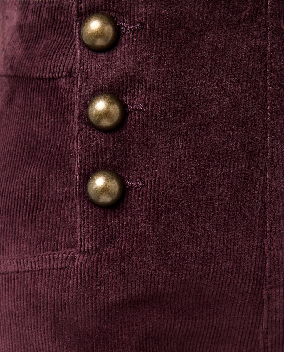 Pantalón de pana de mujer con botones Morado-5