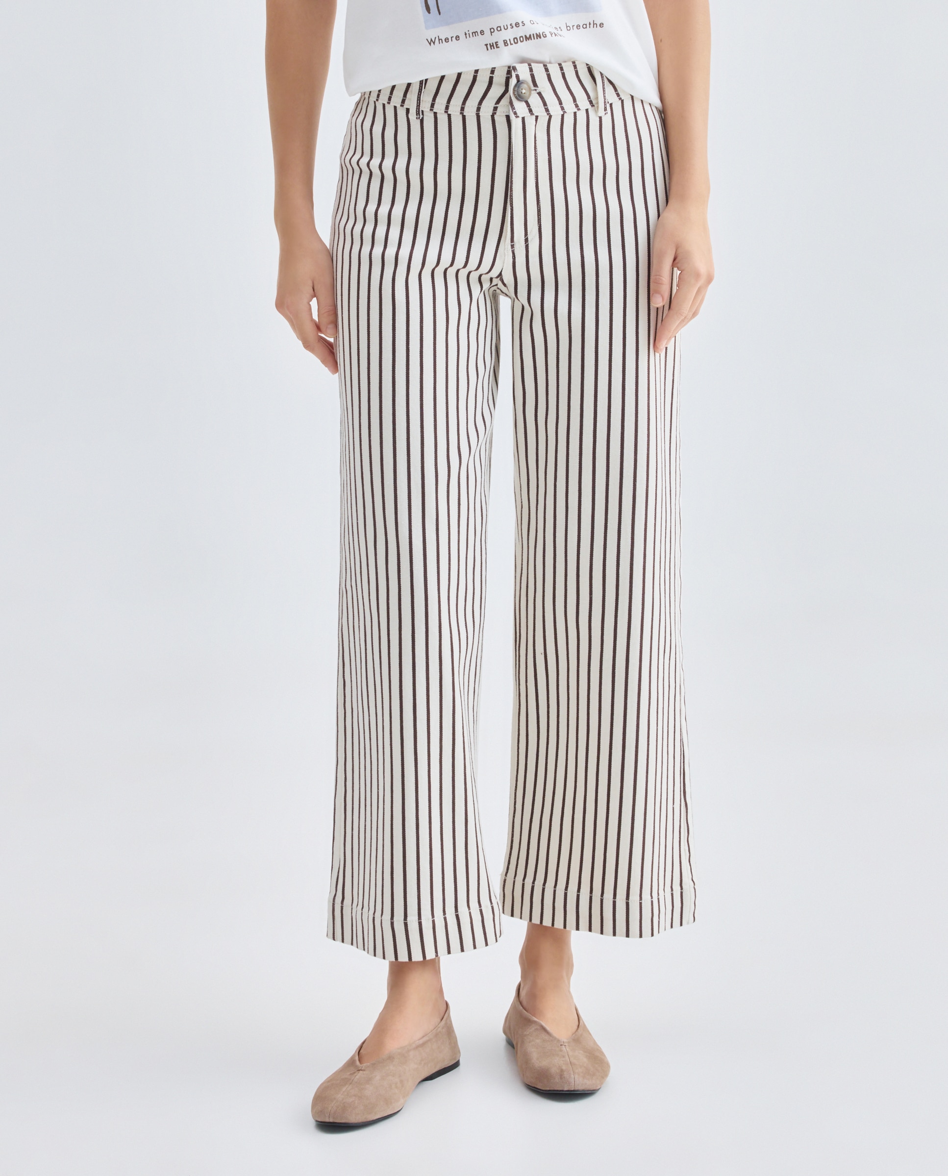 Pantalón de mujer culotte de rayas Marrón-2