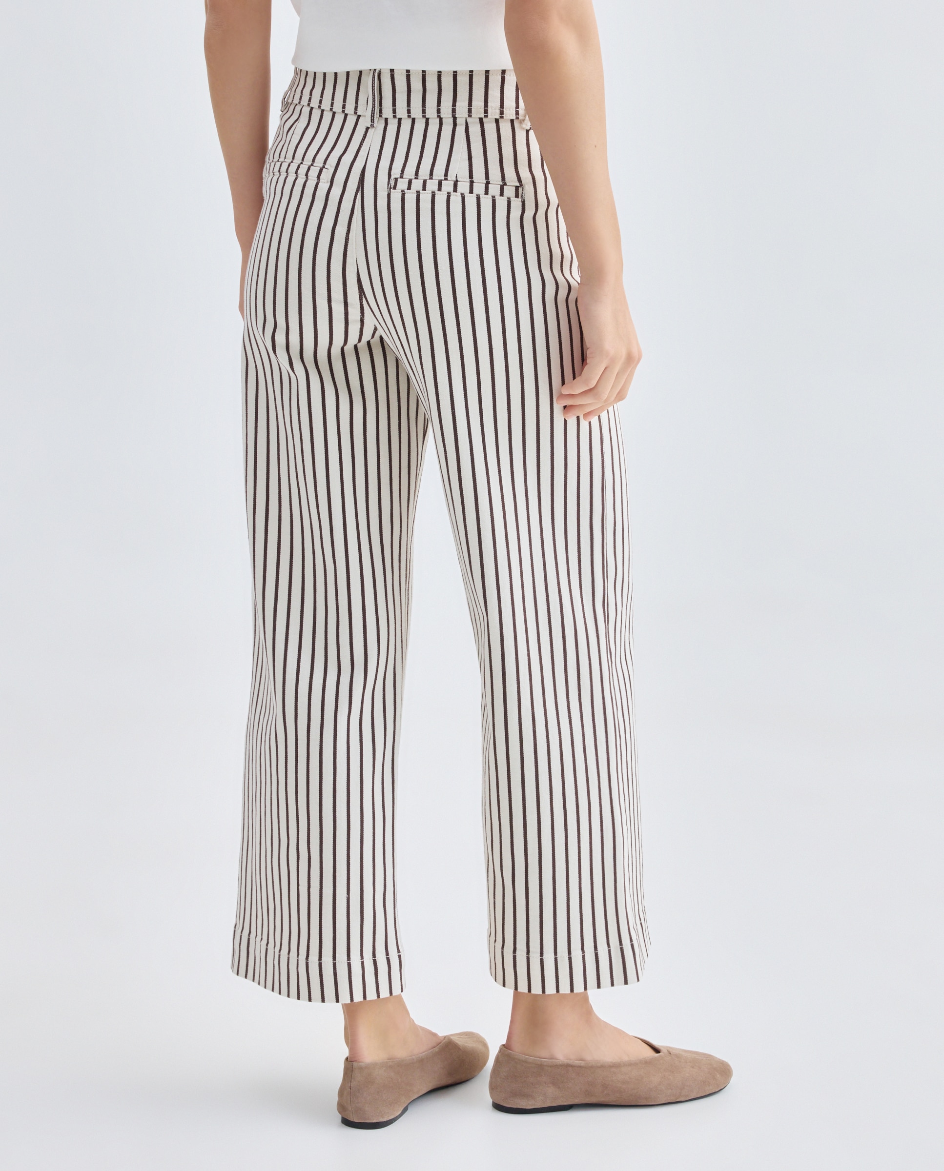 Pantalón de mujer culotte de rayas Marrón-3