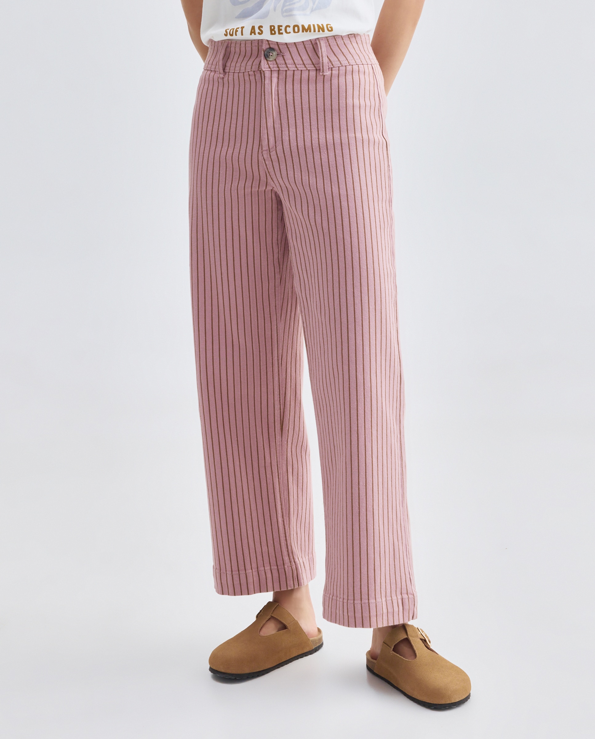Pantalón de mujer culotte de rayas Rosa-2
