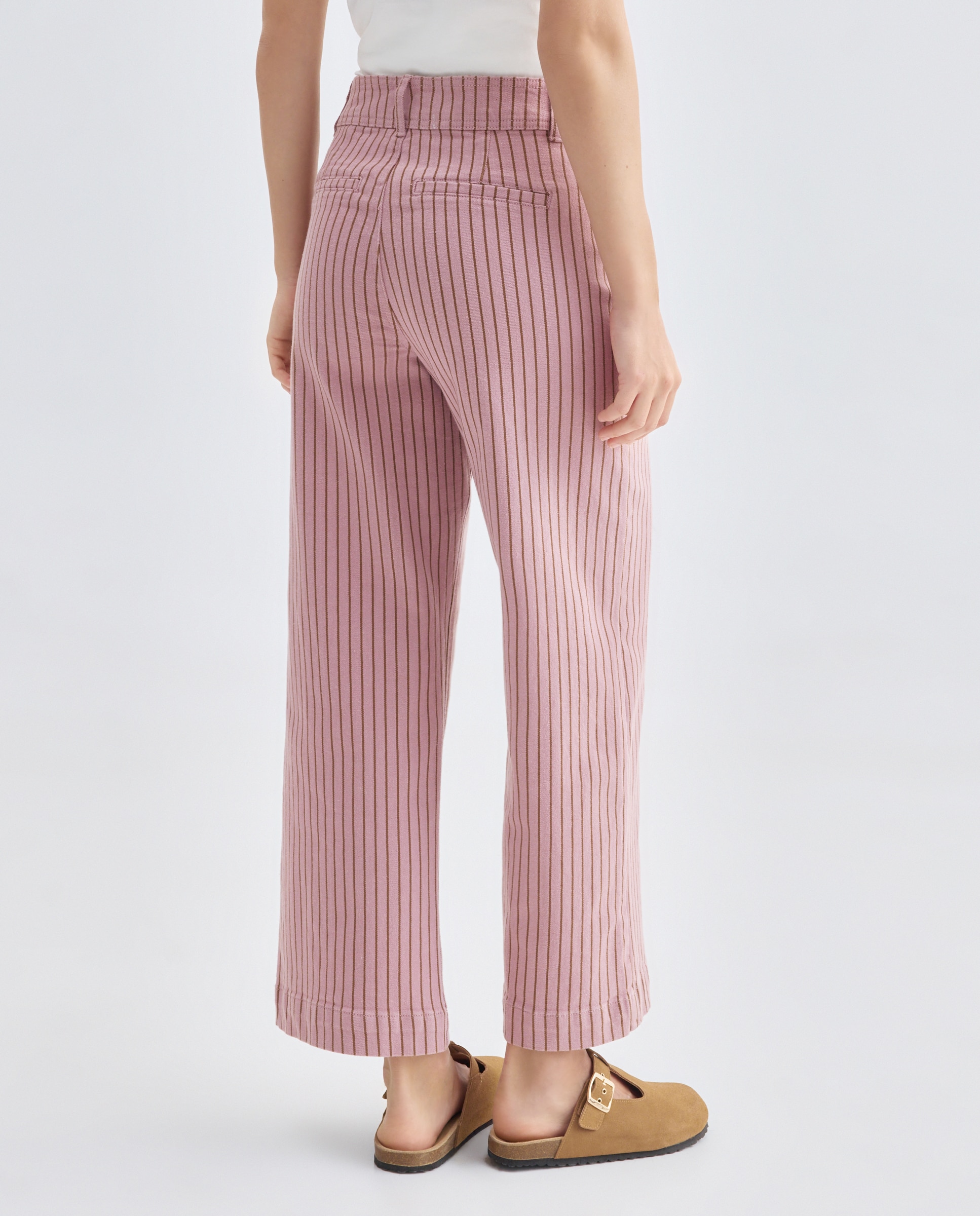 Pantalón de mujer culotte de rayas Rosa-3